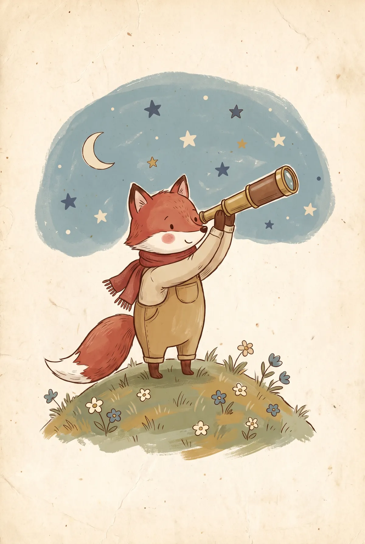 Fox with Telescope Print