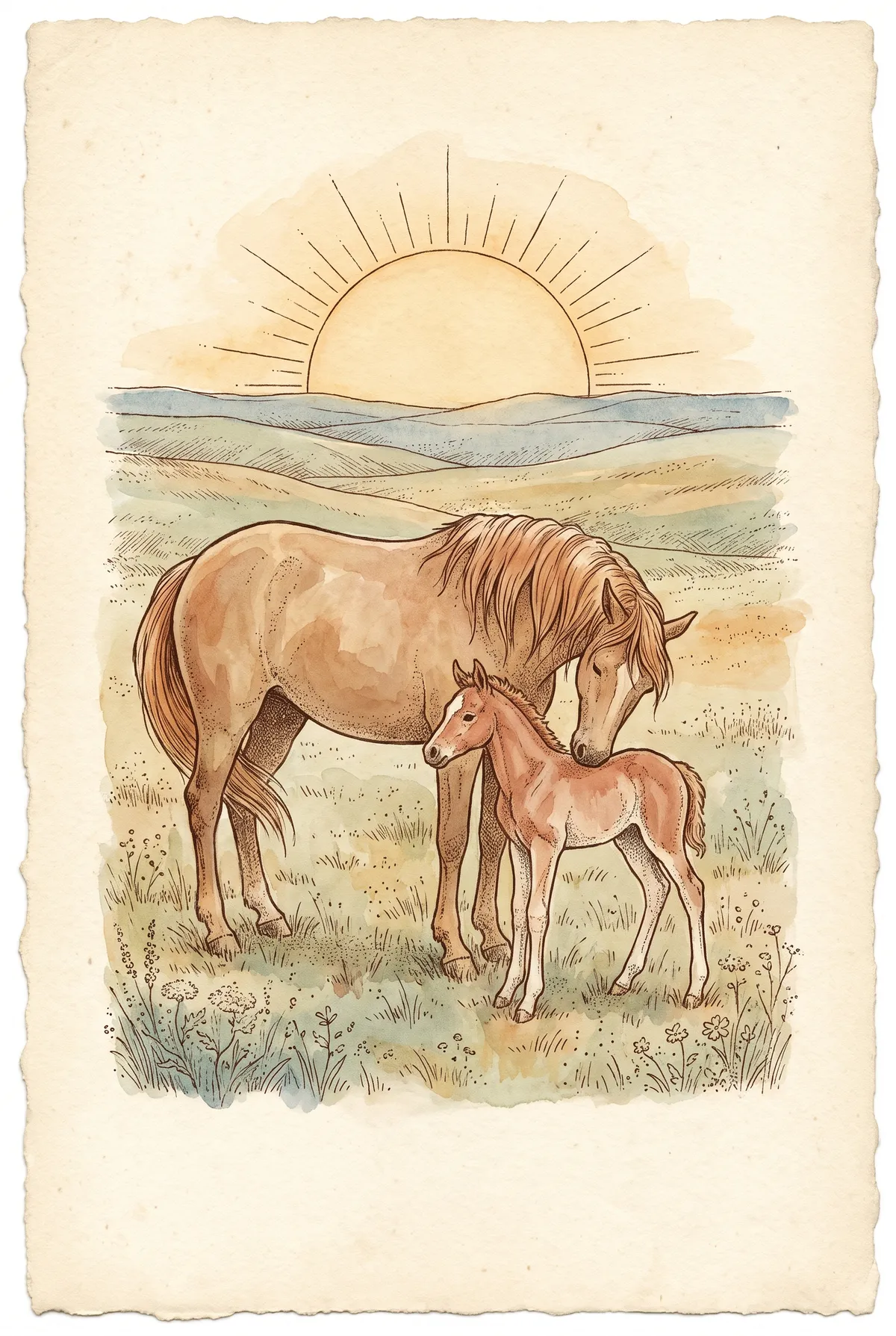 Mare and Foal Print