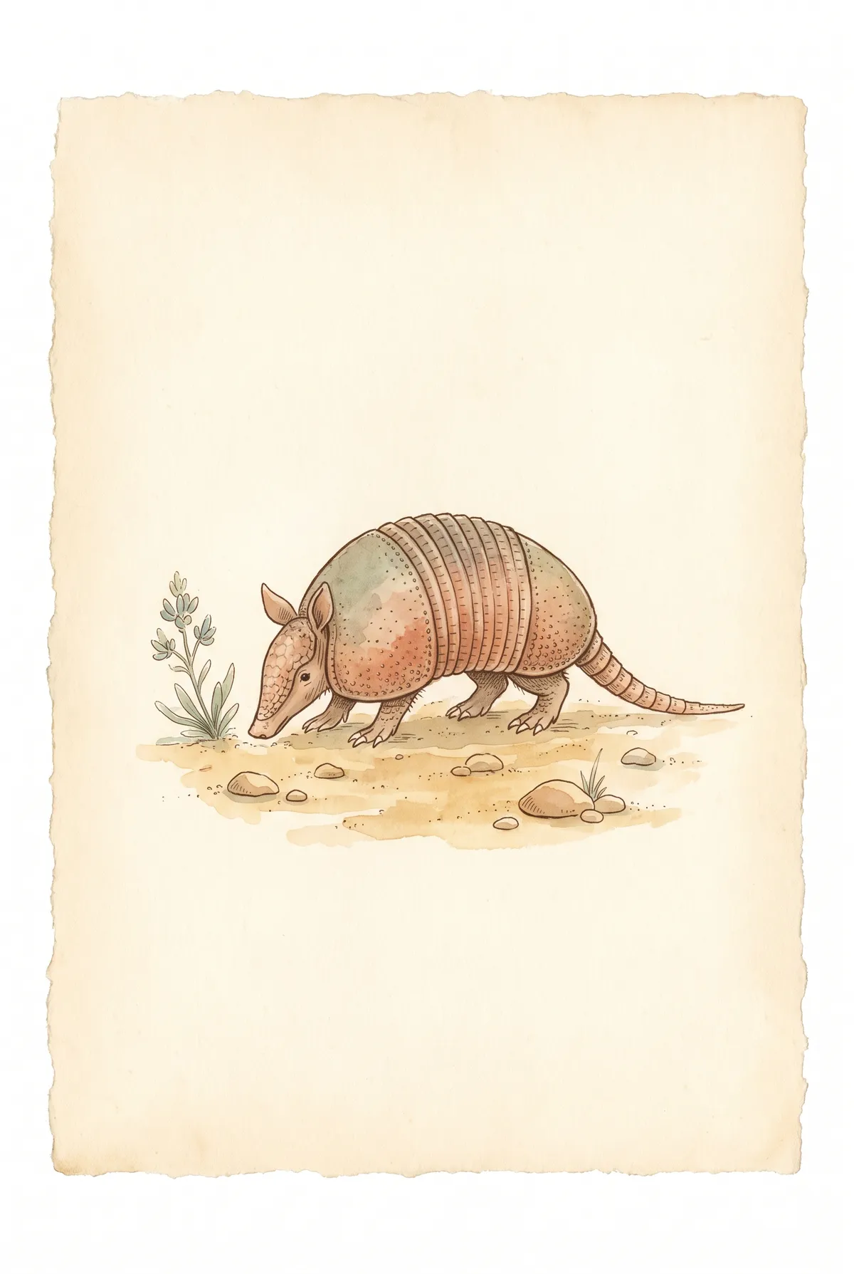 Armadillo Watercolor Print