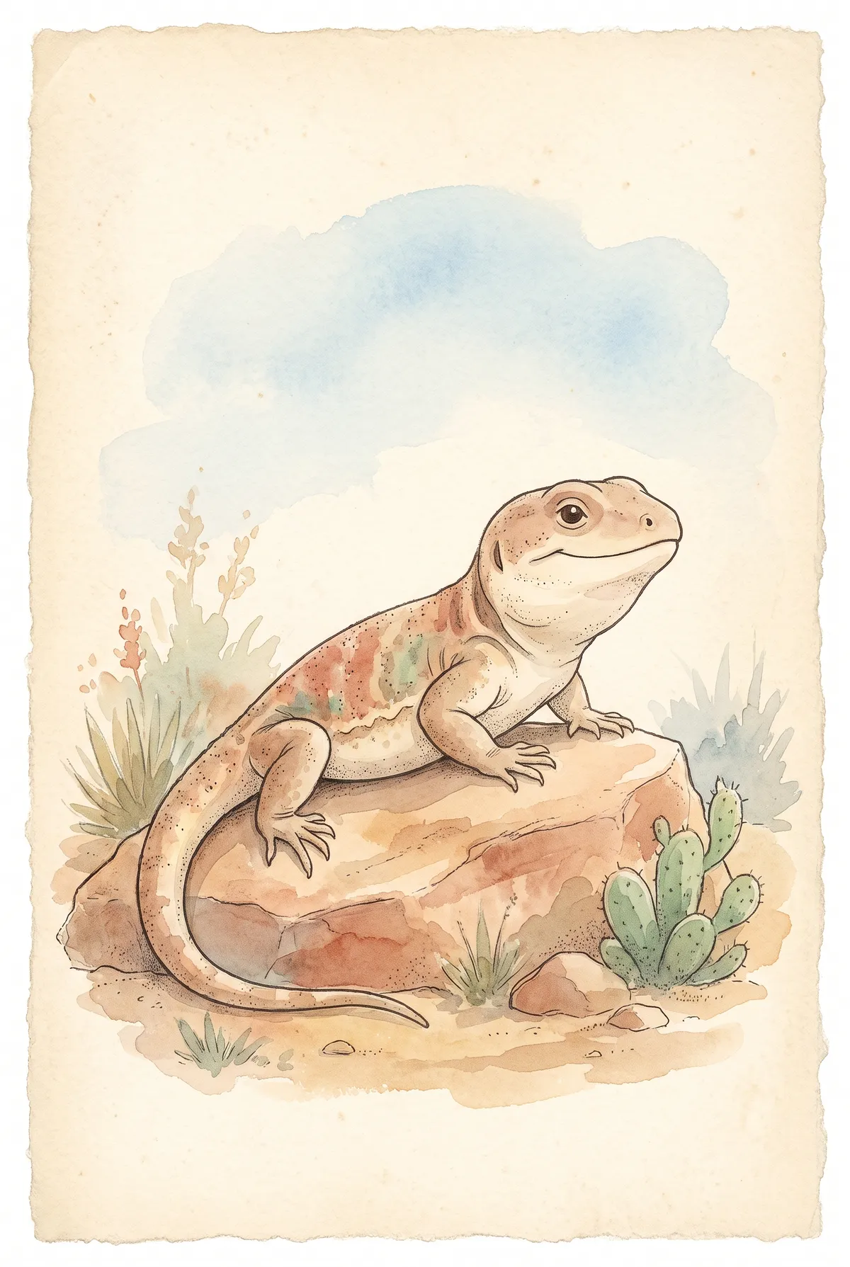 Desert Lizard Watercolor Print