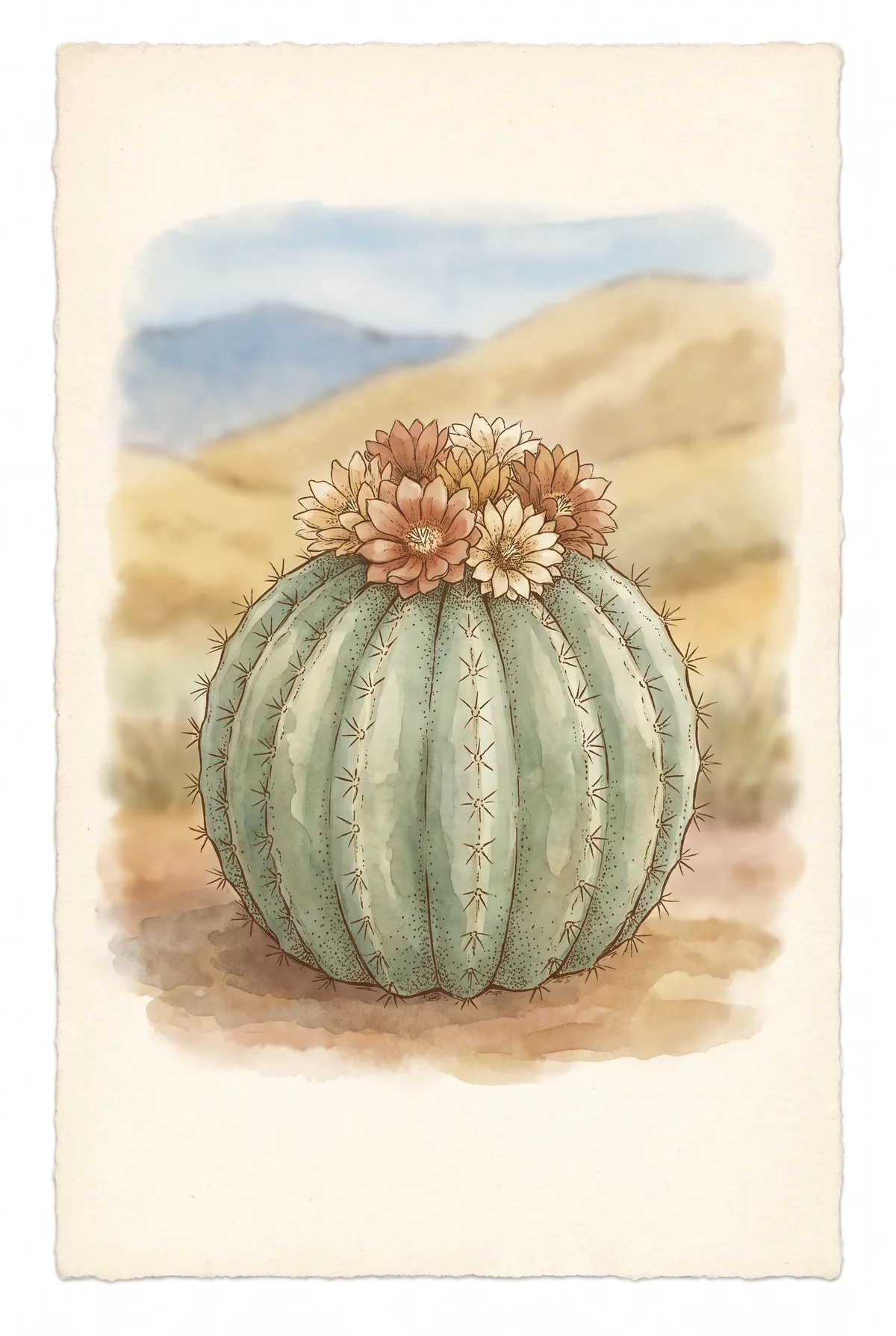 Blooming Barrel Cactus Print