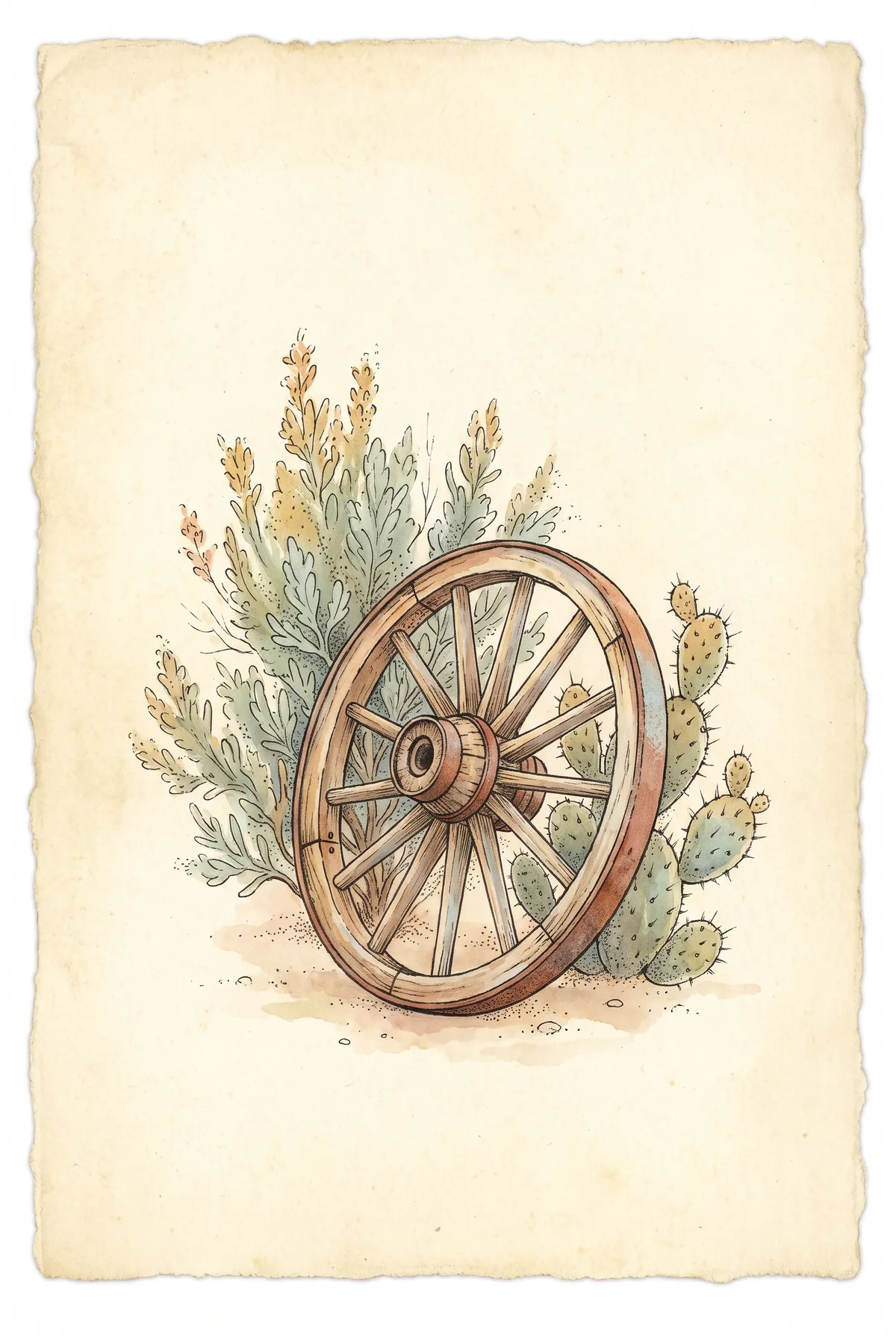 Vintage Wagon Wheel Print
