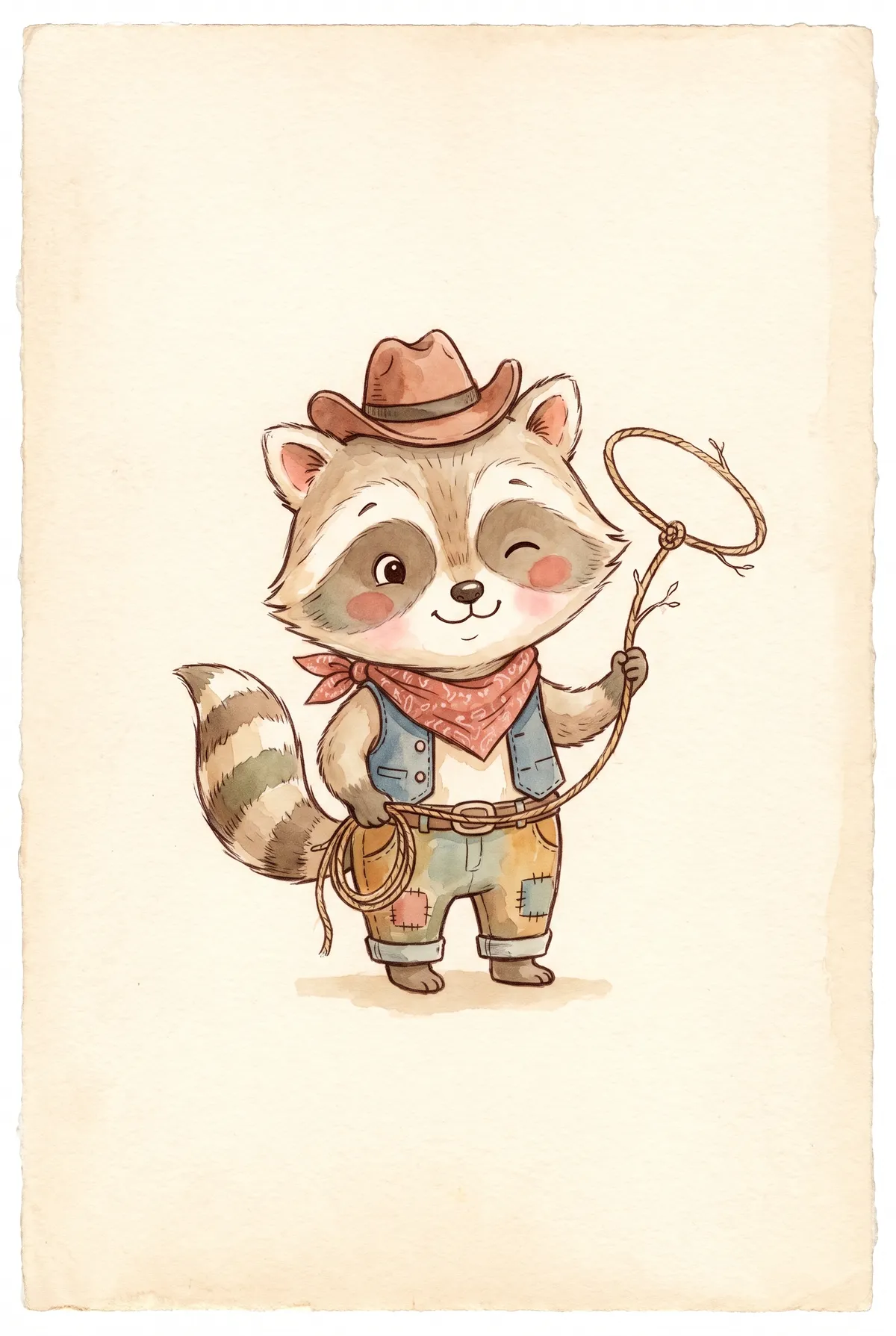Cowboy Raccoon Print