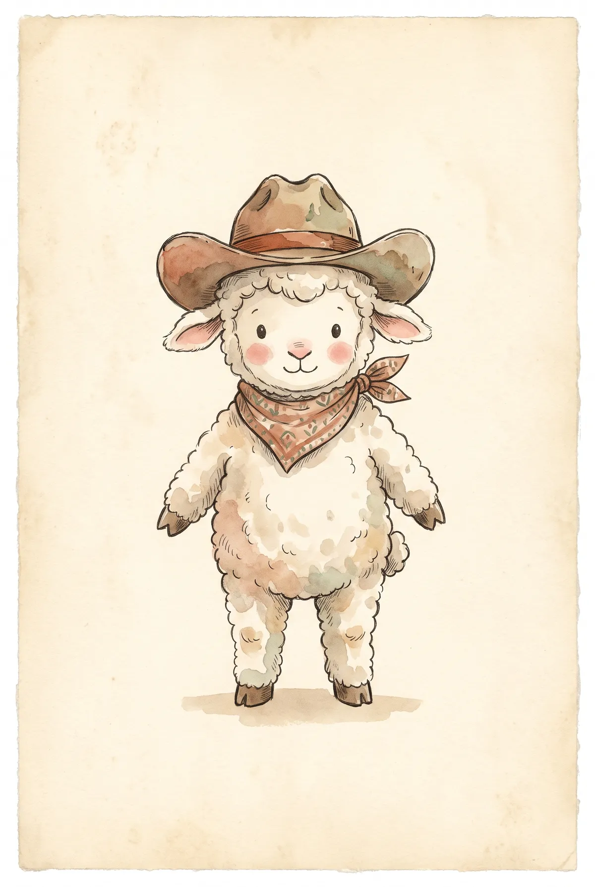 Cowboy Lamb Print