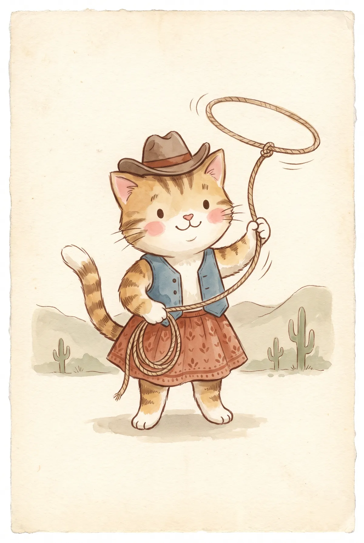Cowgirl Cat Lasso Print