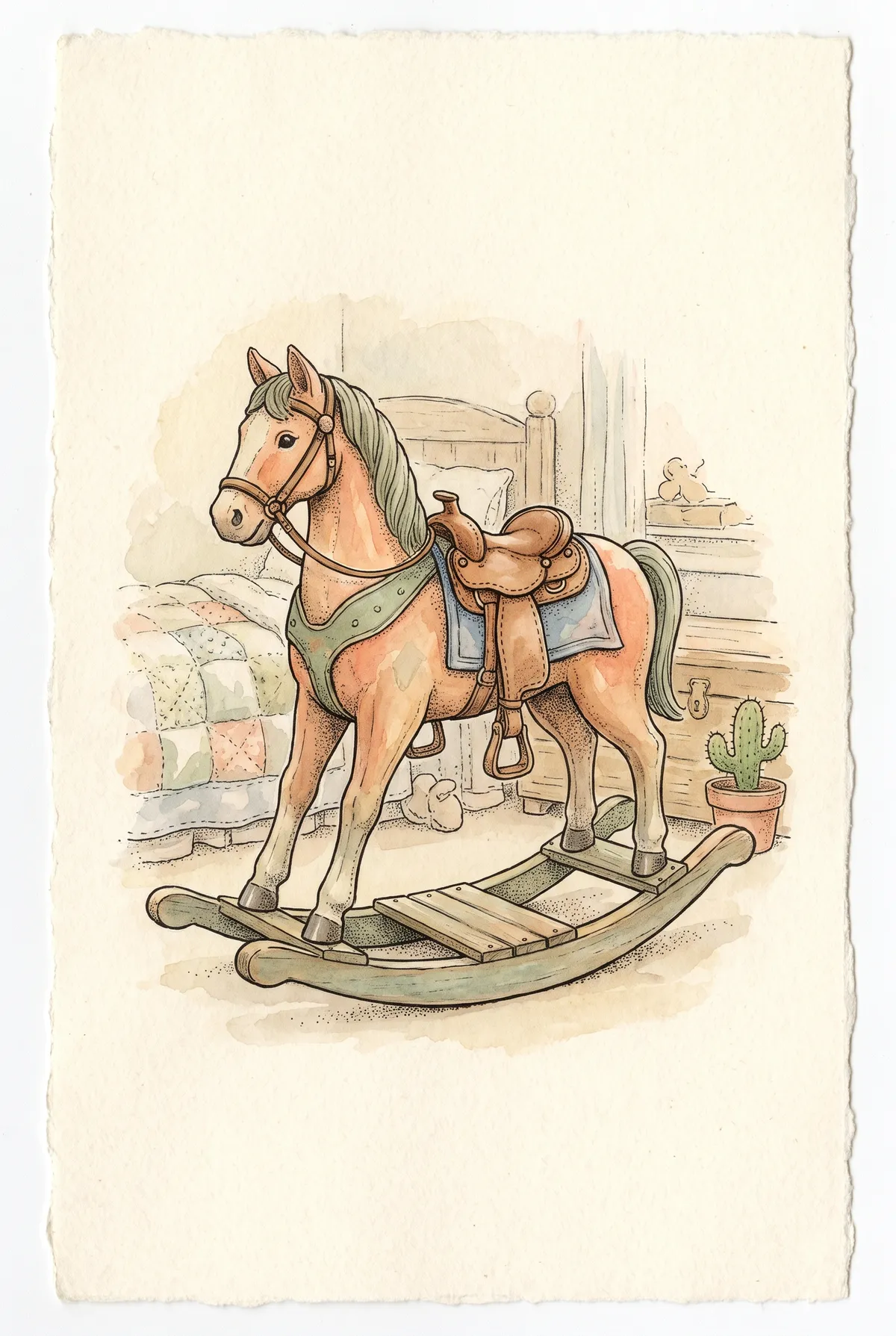 Vintage Rocking Horse Print