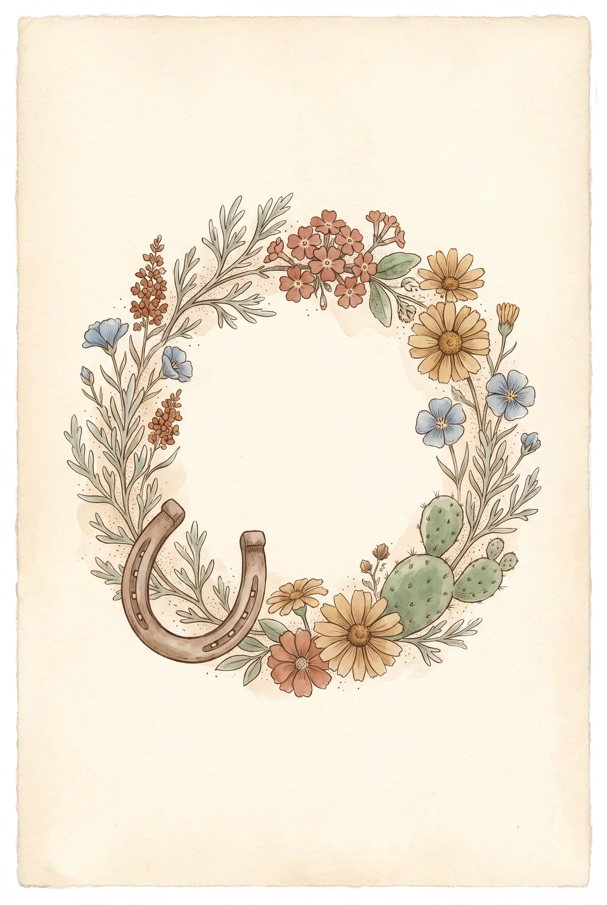 Horseshoe Wildflower Wreath Print