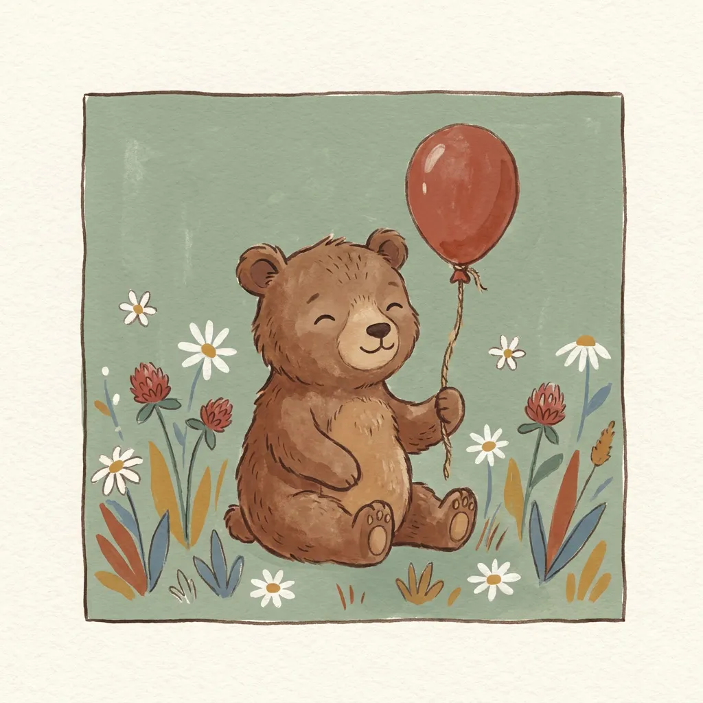 Bear with Red Balloon Print