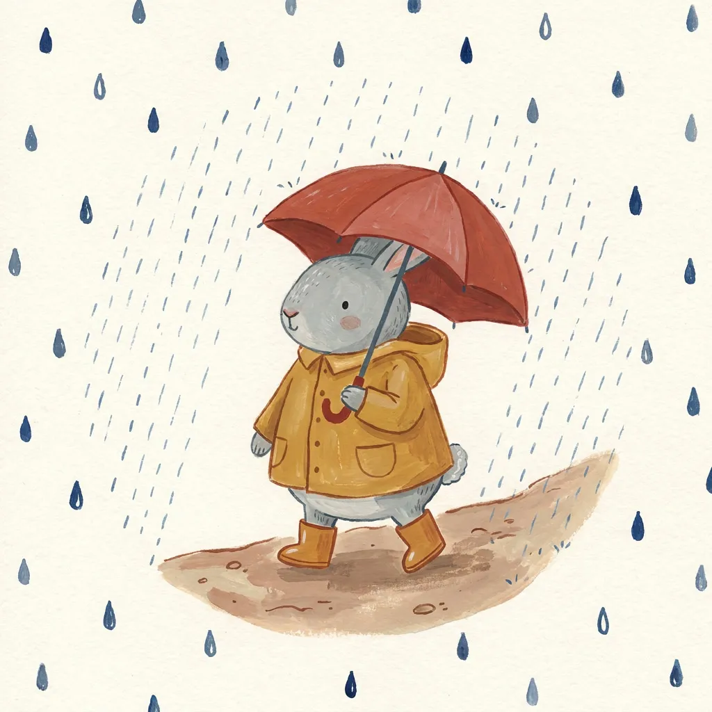 Bunny in Raincoat Print