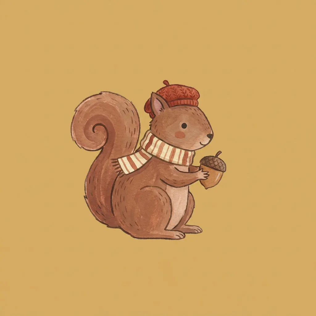 Squirrel with Acorn Print