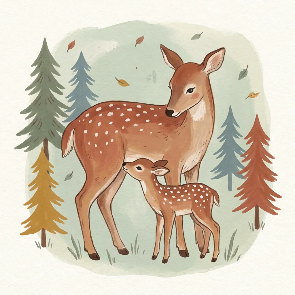 Deer and Fawn Print