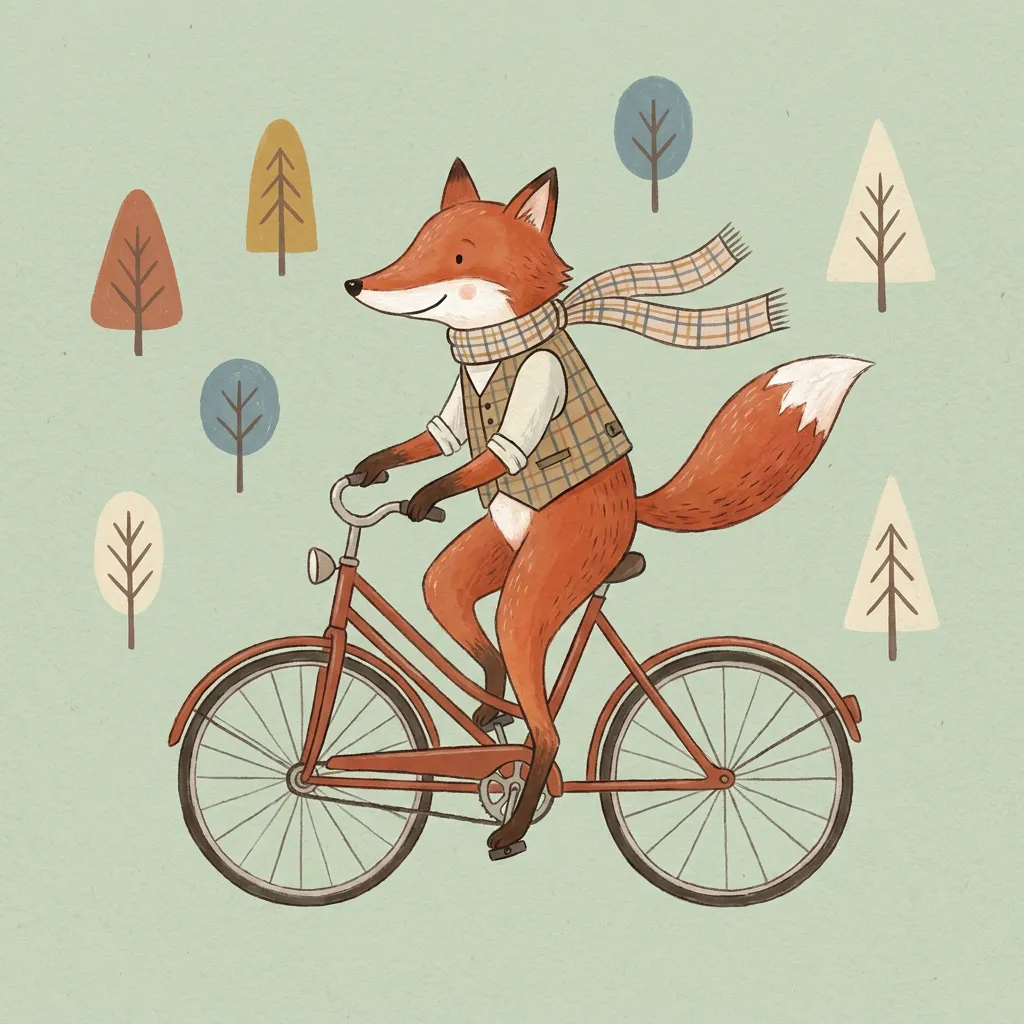 Fox on Bicycle Print