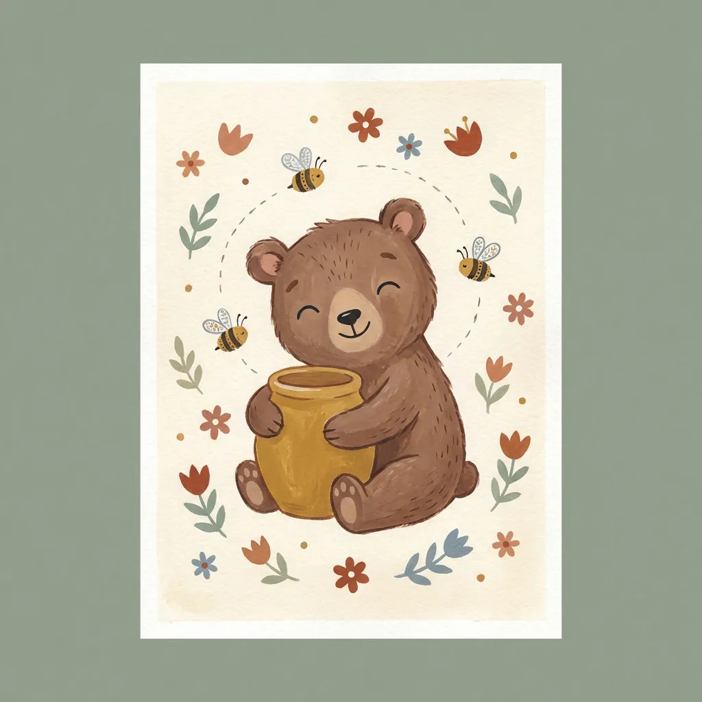 Honey Bear Nursery Print