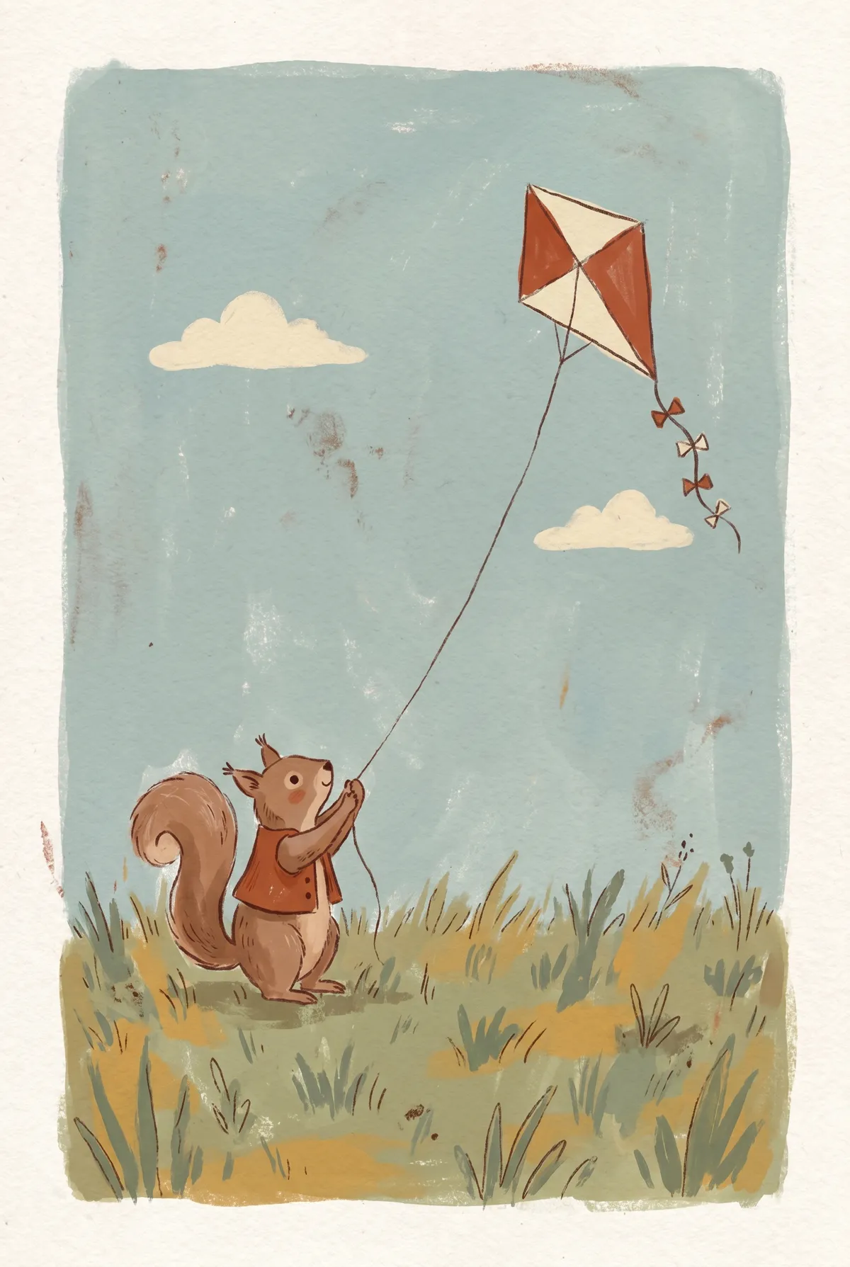 Squirrel Flying Kite Print