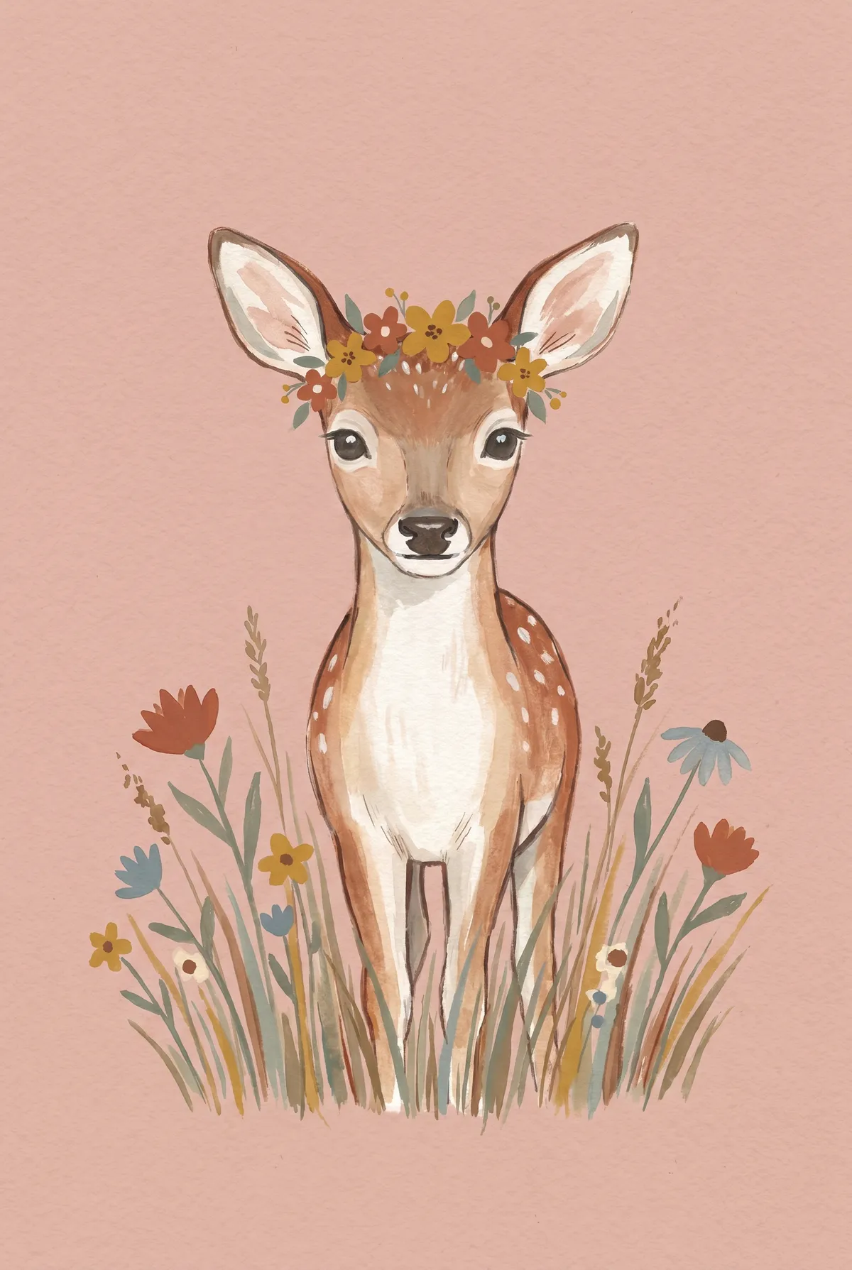 Floral Crown Fawn Print