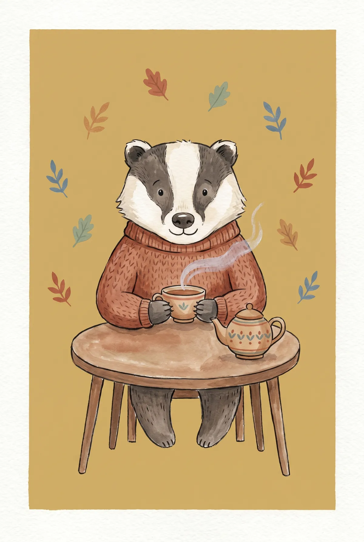 Badger Tea Print