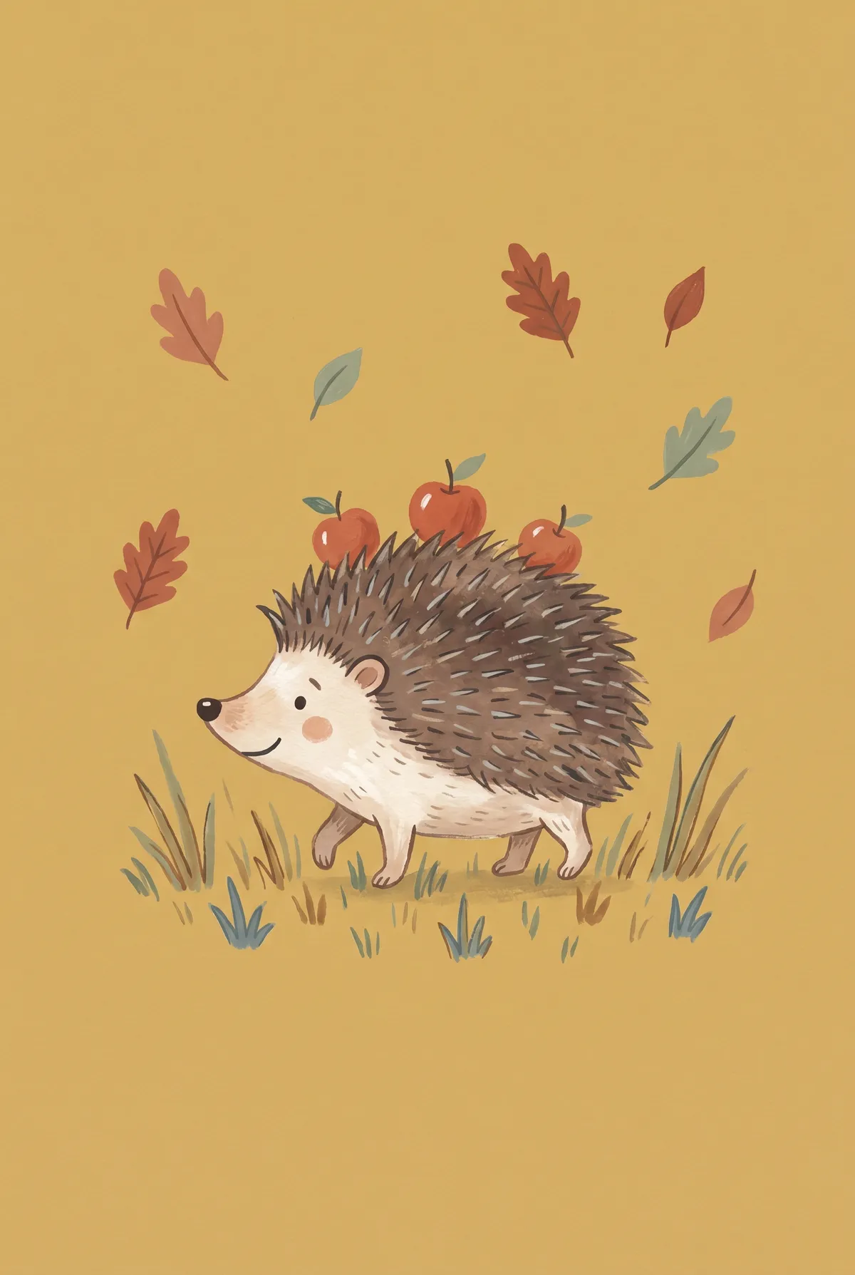 Hedgehog with Apples Print