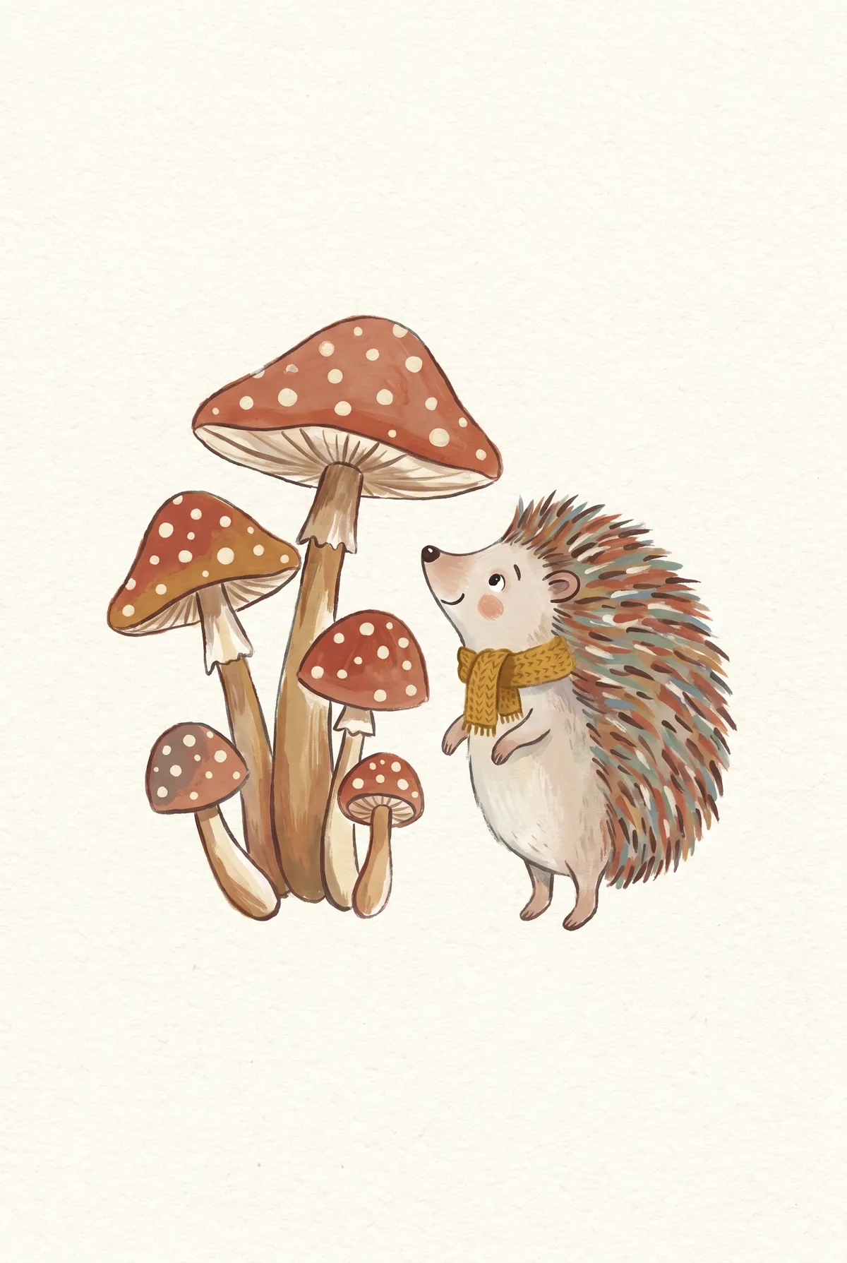 Hedgehog and Mushrooms Print