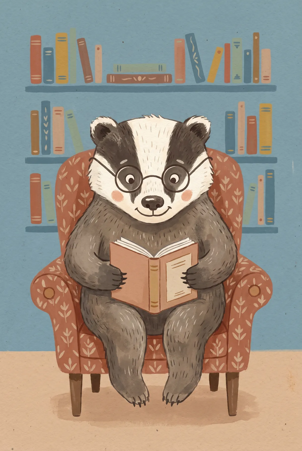 Badger Reading Print