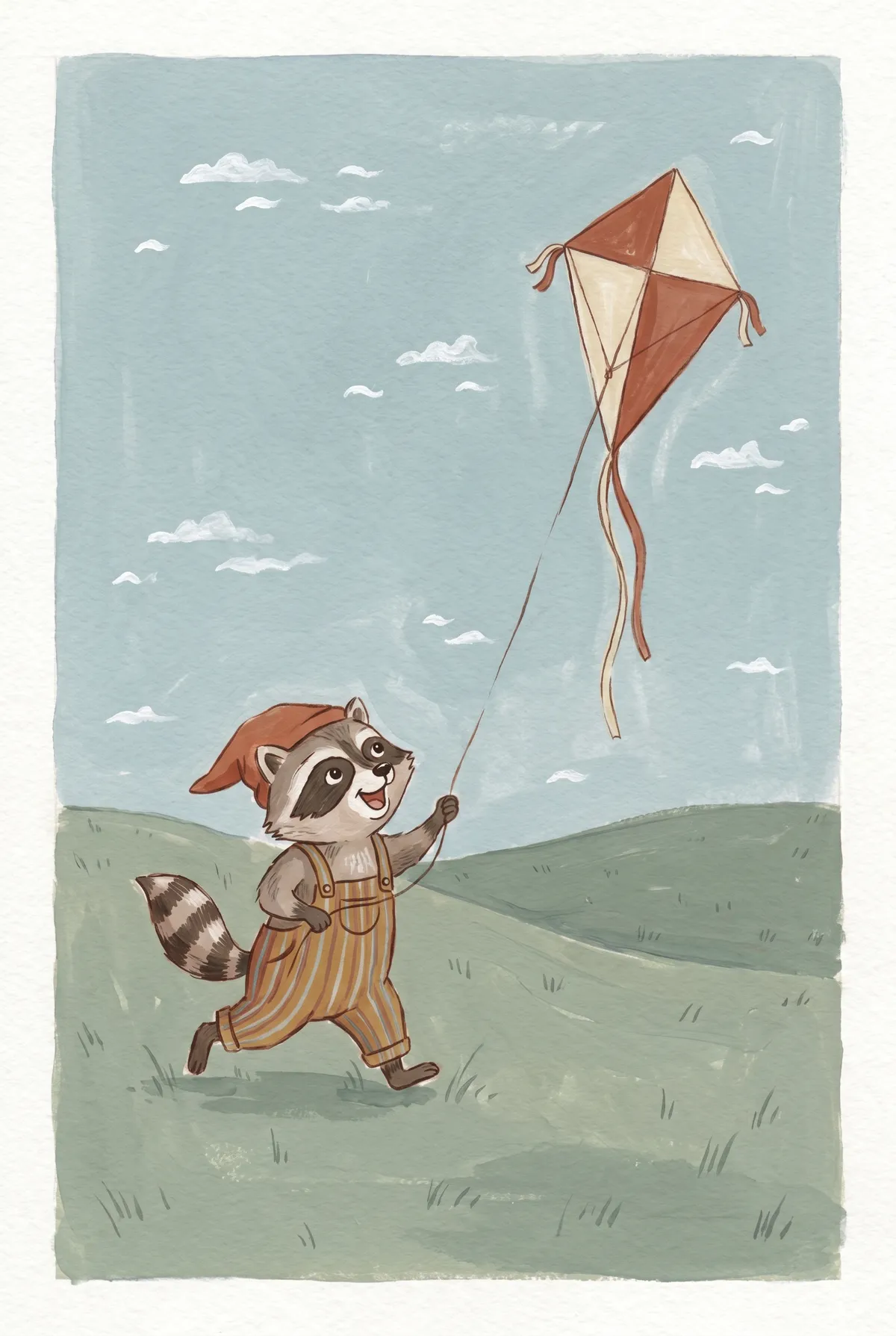 Raccoon Flying Kite Print