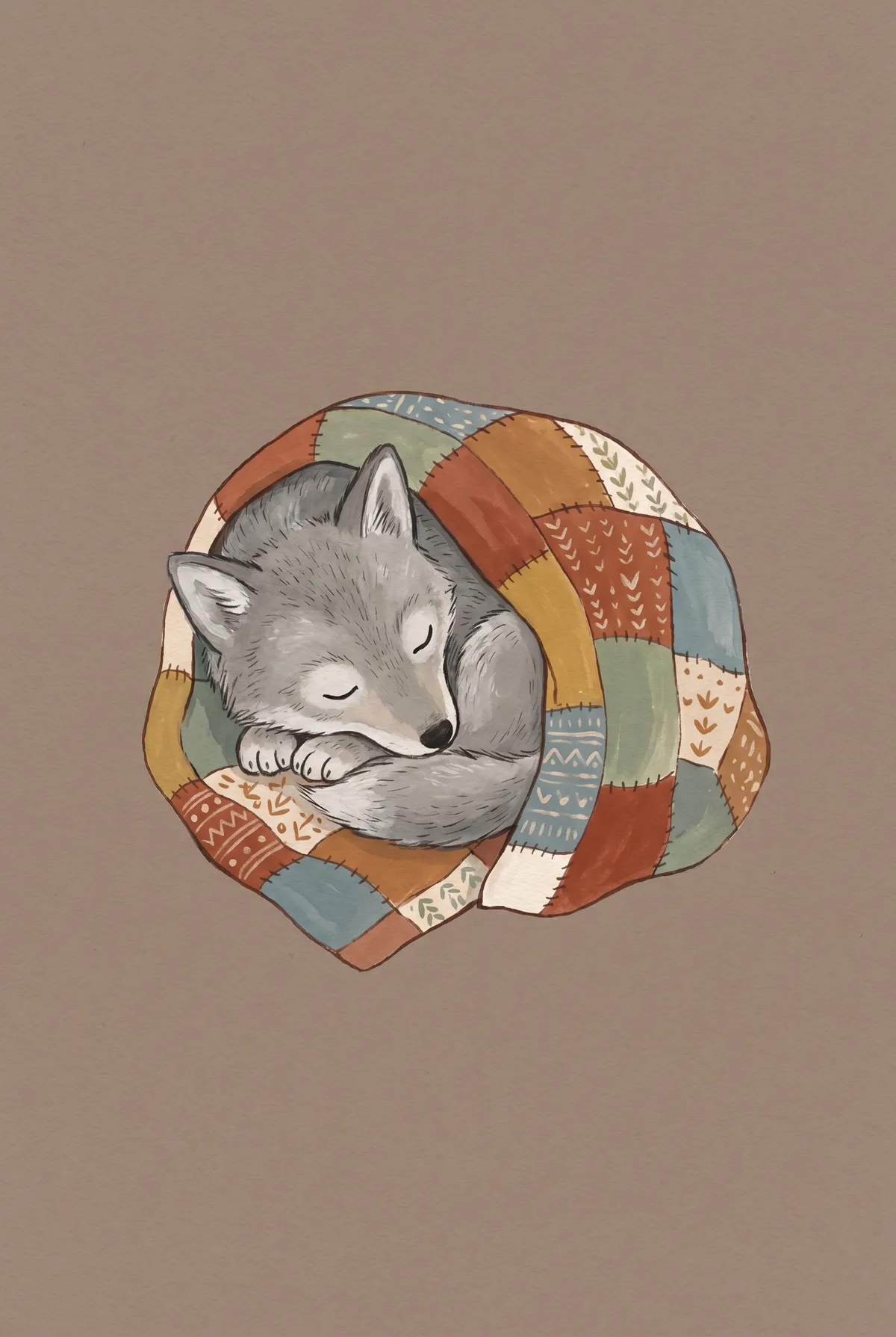 Sleeping Wolf Pup Print