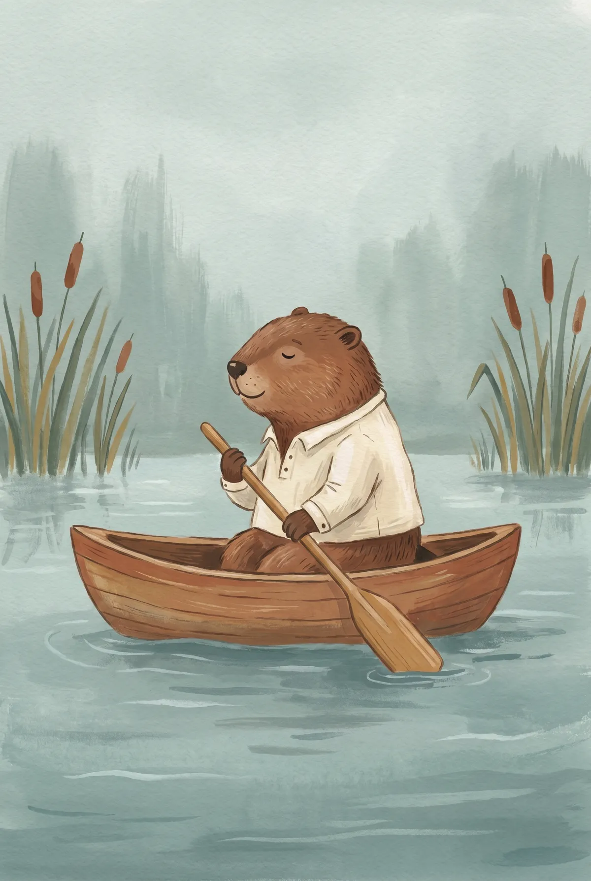 Beaver in Canoe Print