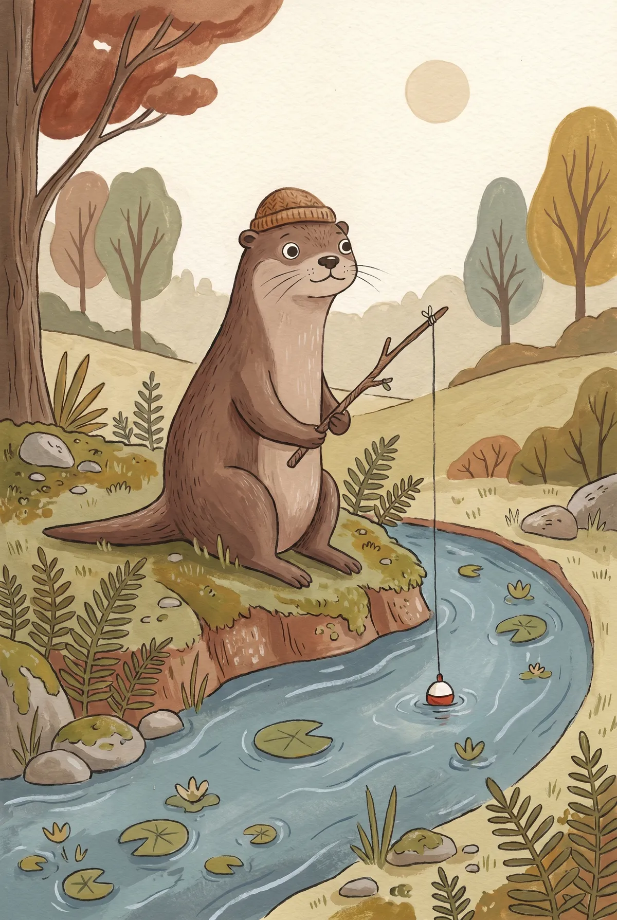 Otter Fishing Print
