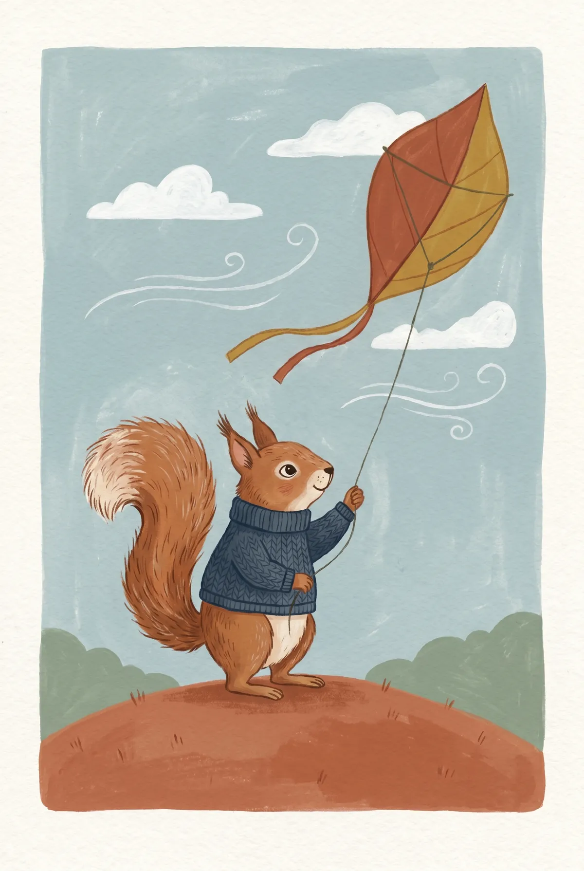 Squirrel Flying Kite Print
