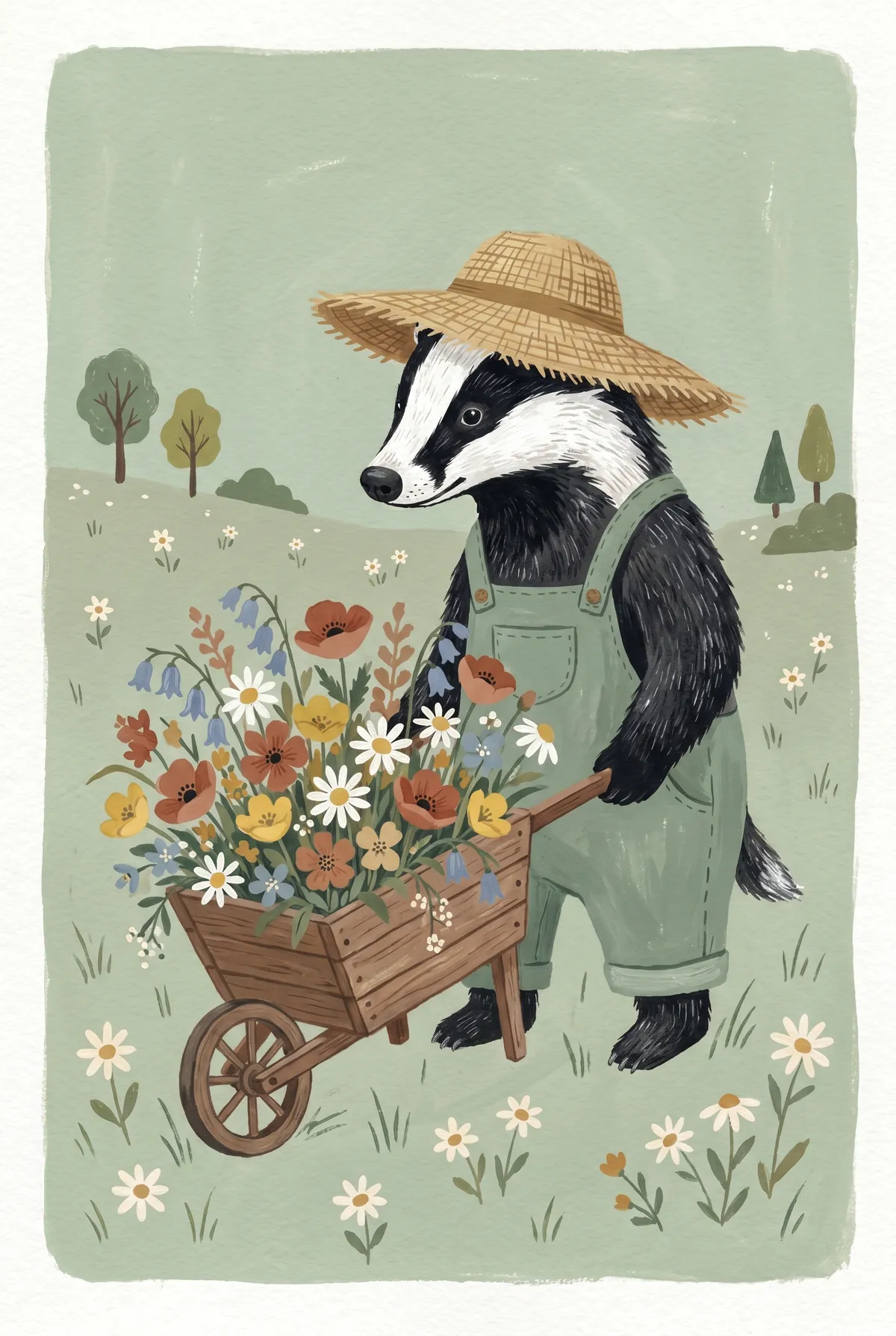 Gardening Badger Print