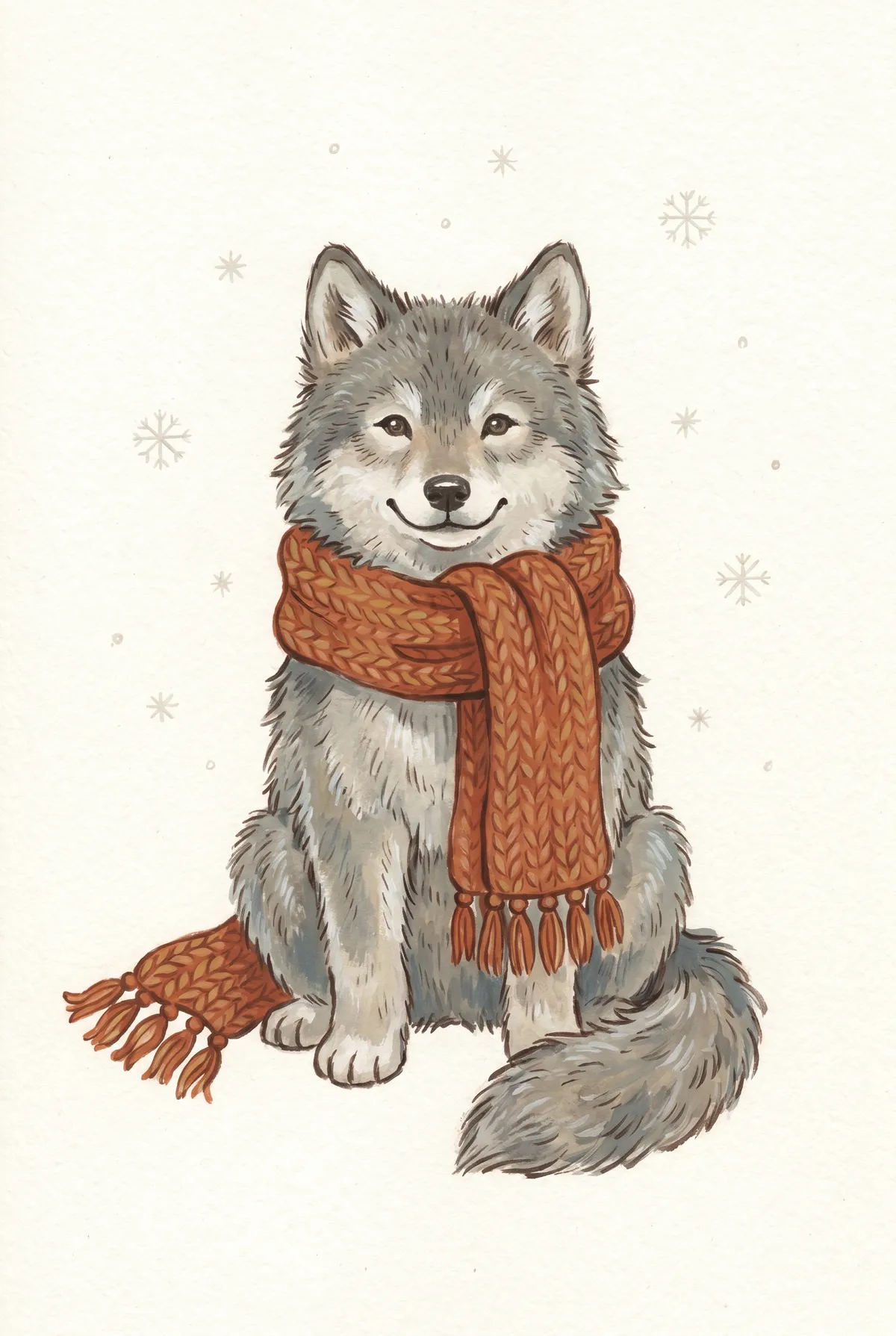 Wolf Pup in Scarf Print