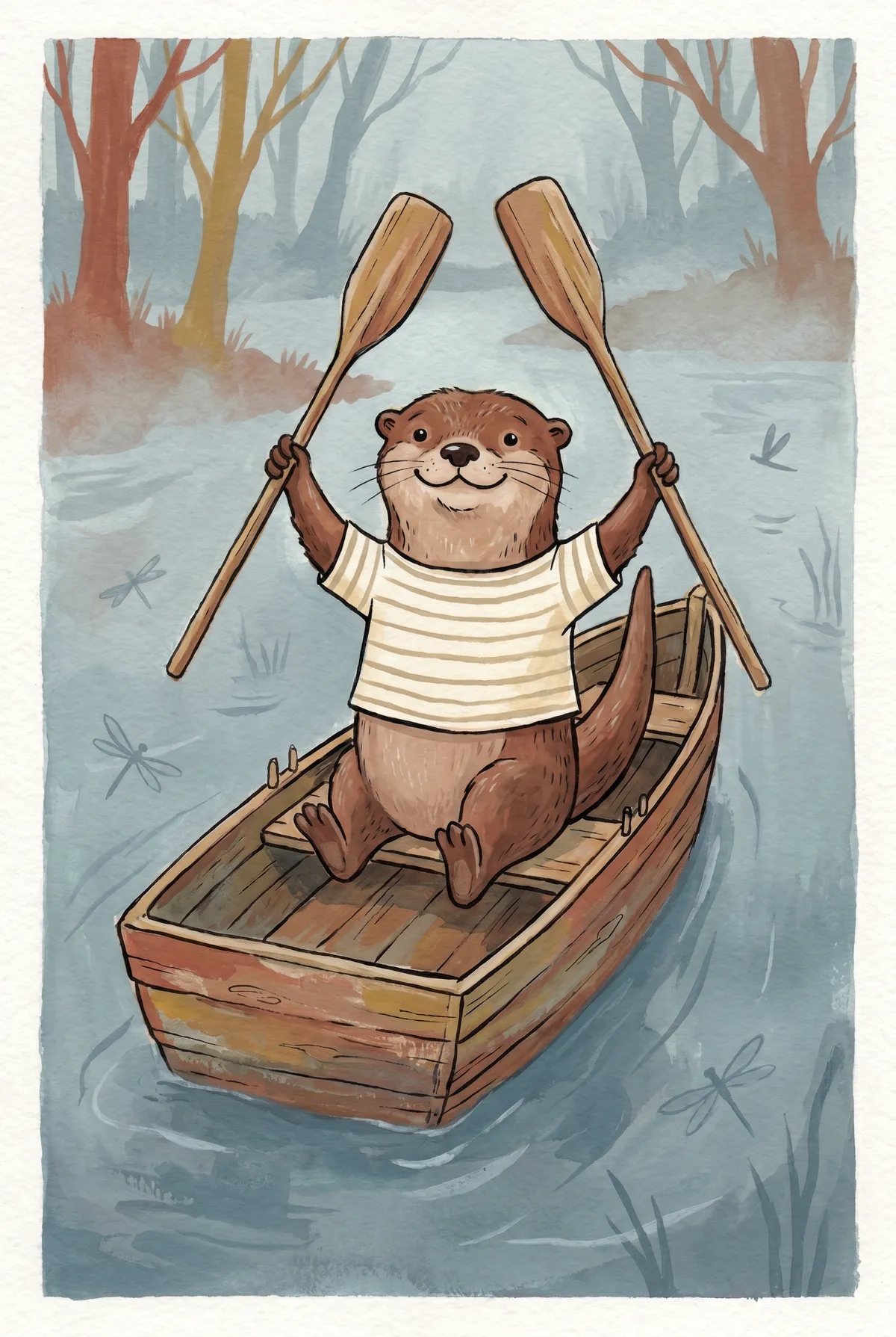 Otter Rowboat Print