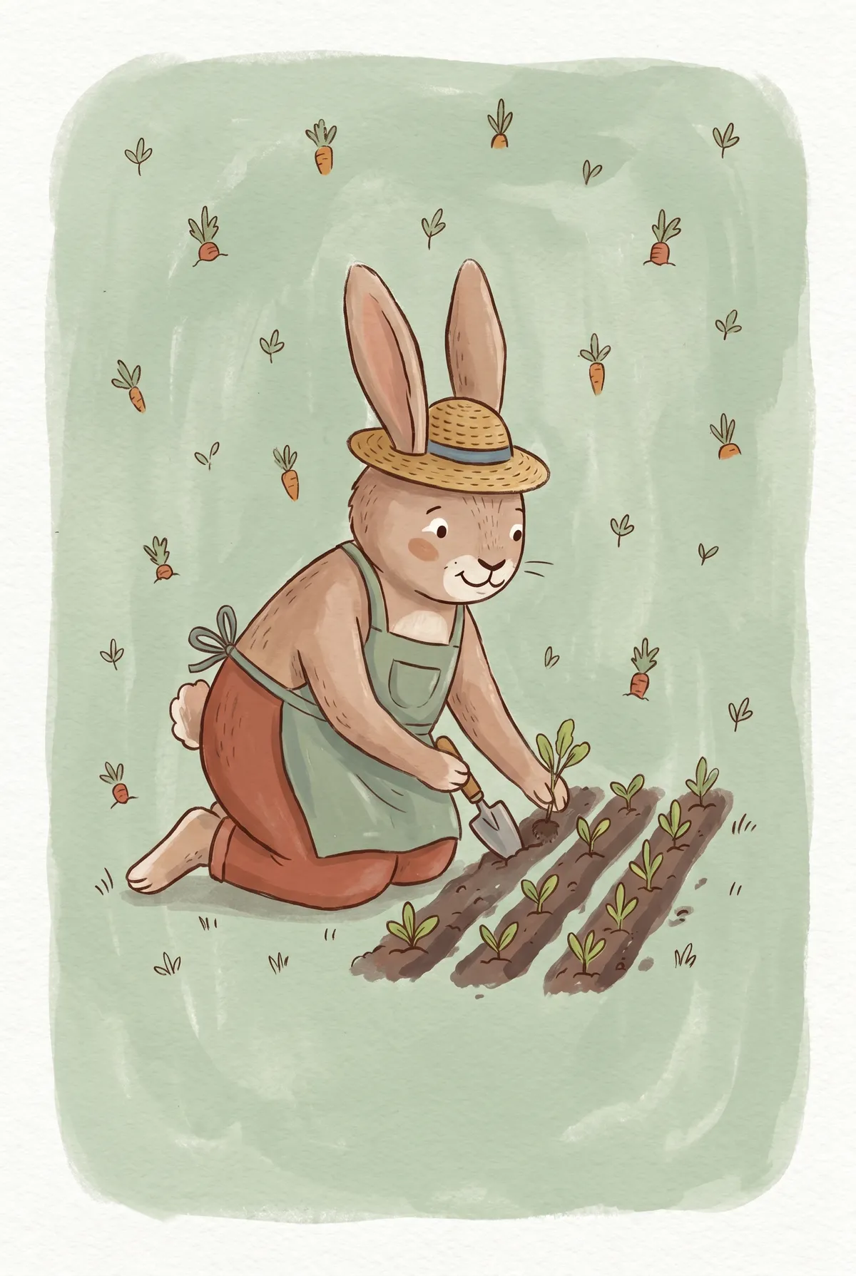 Gardening Bunny Print
