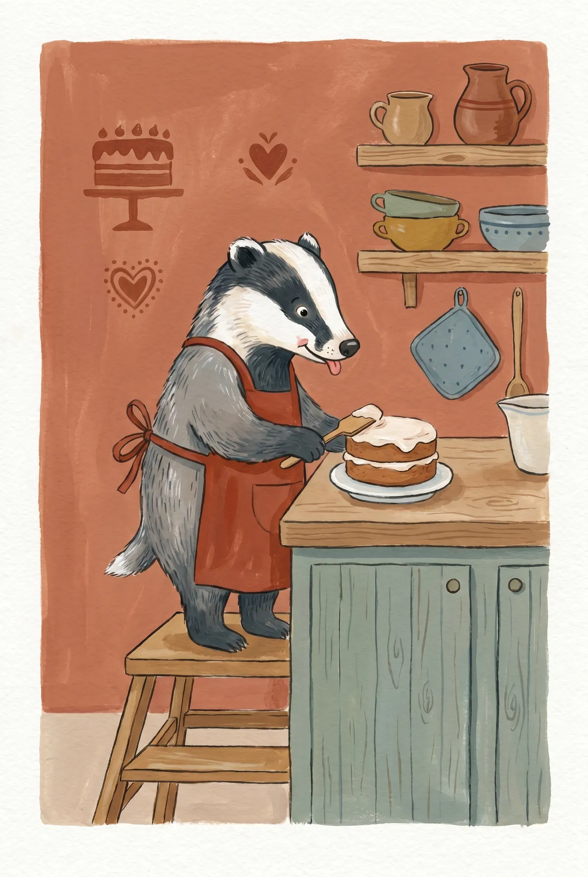 Badger Baking Cake Print