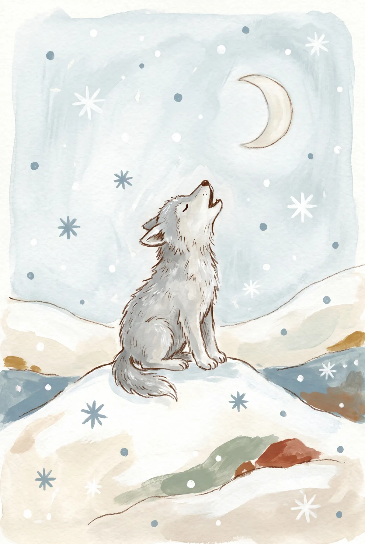 Howling Wolf Pup Print