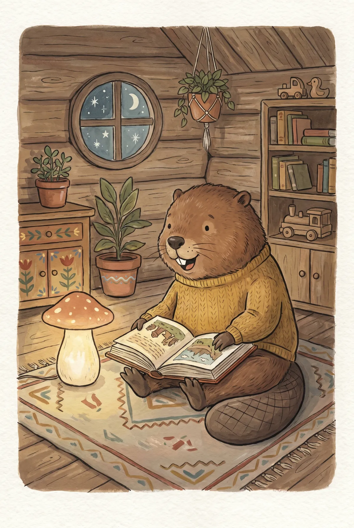 Beaver Reading Print