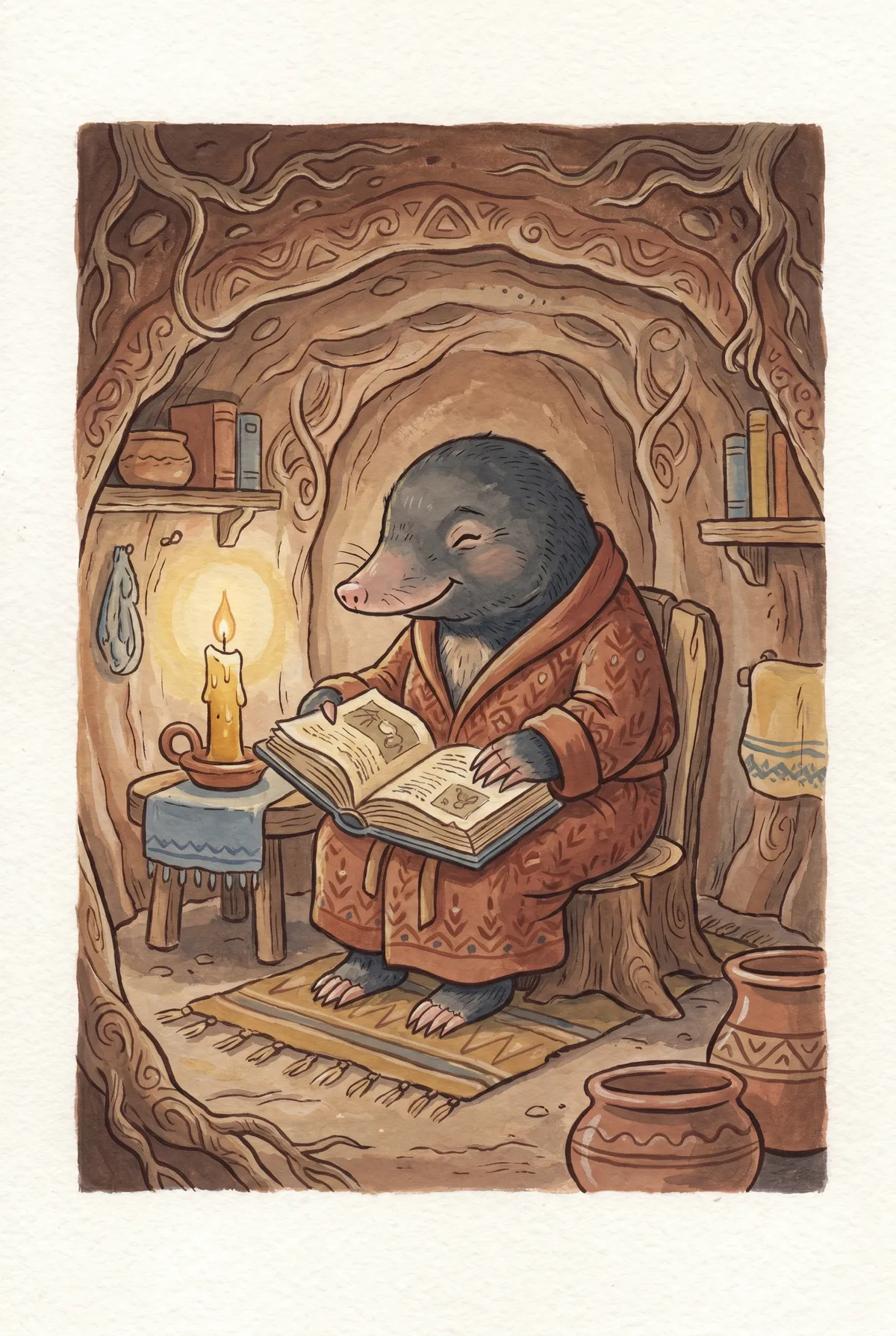 Mole Reading by Candlelight Print