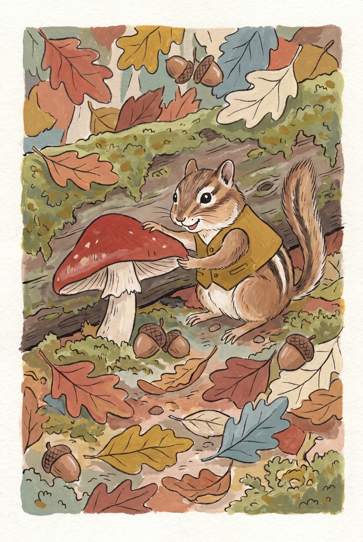 Chipmunk & Mushroom Print