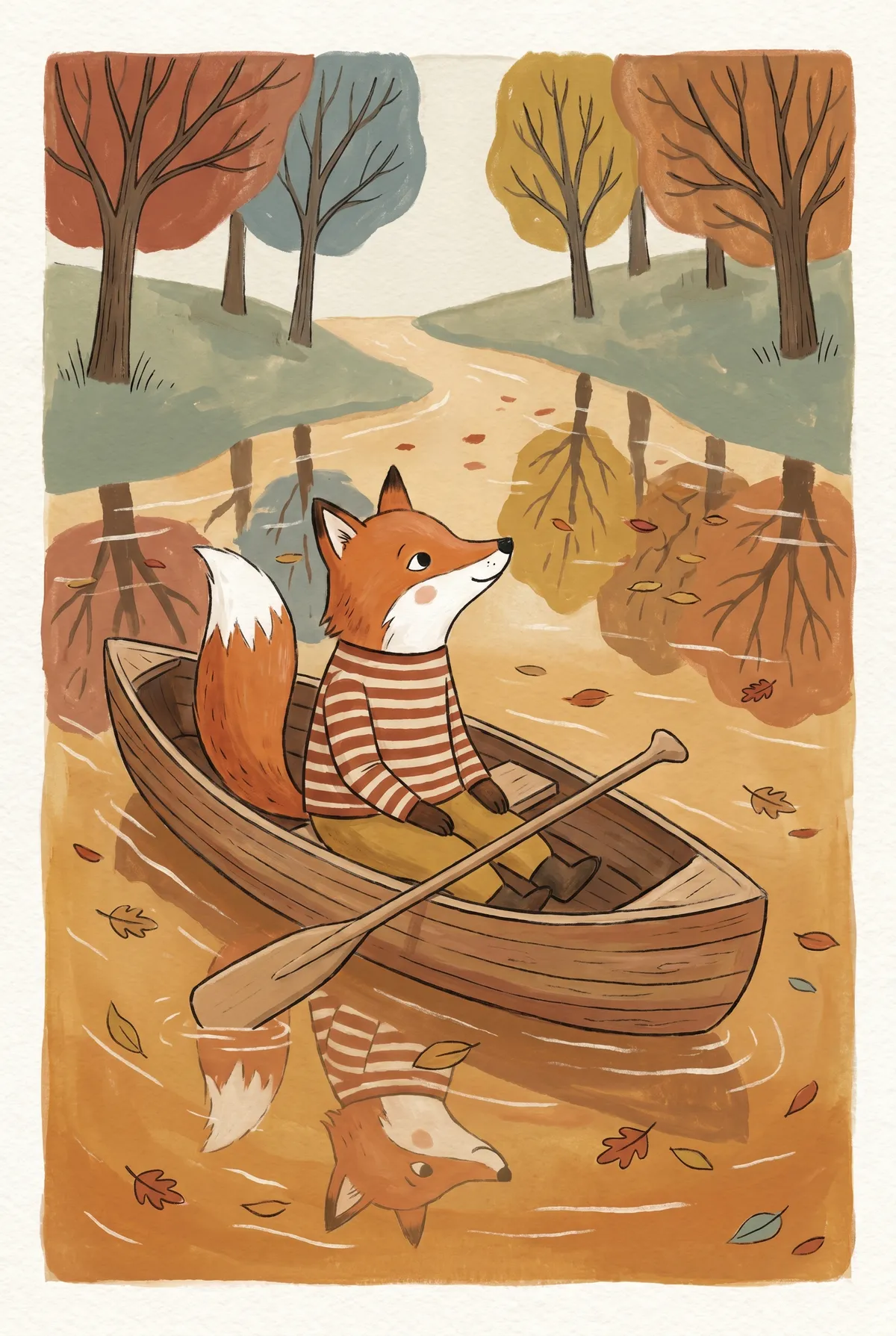 Fox in Canoe Print
