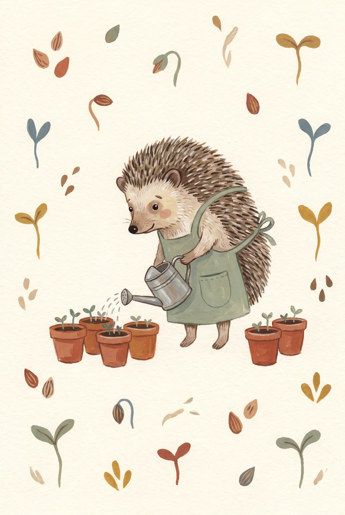 Hedgehog Gardening Print