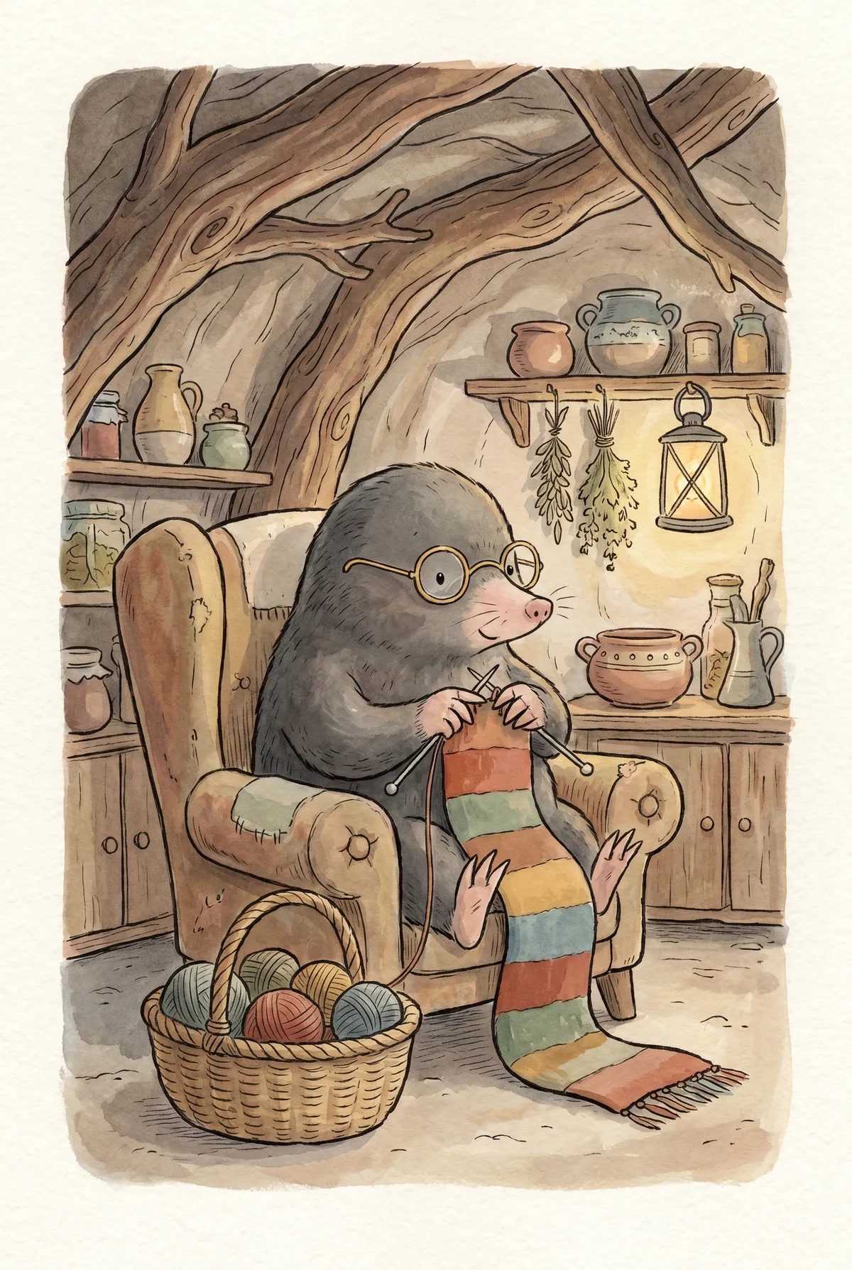 Mole Knitting Print