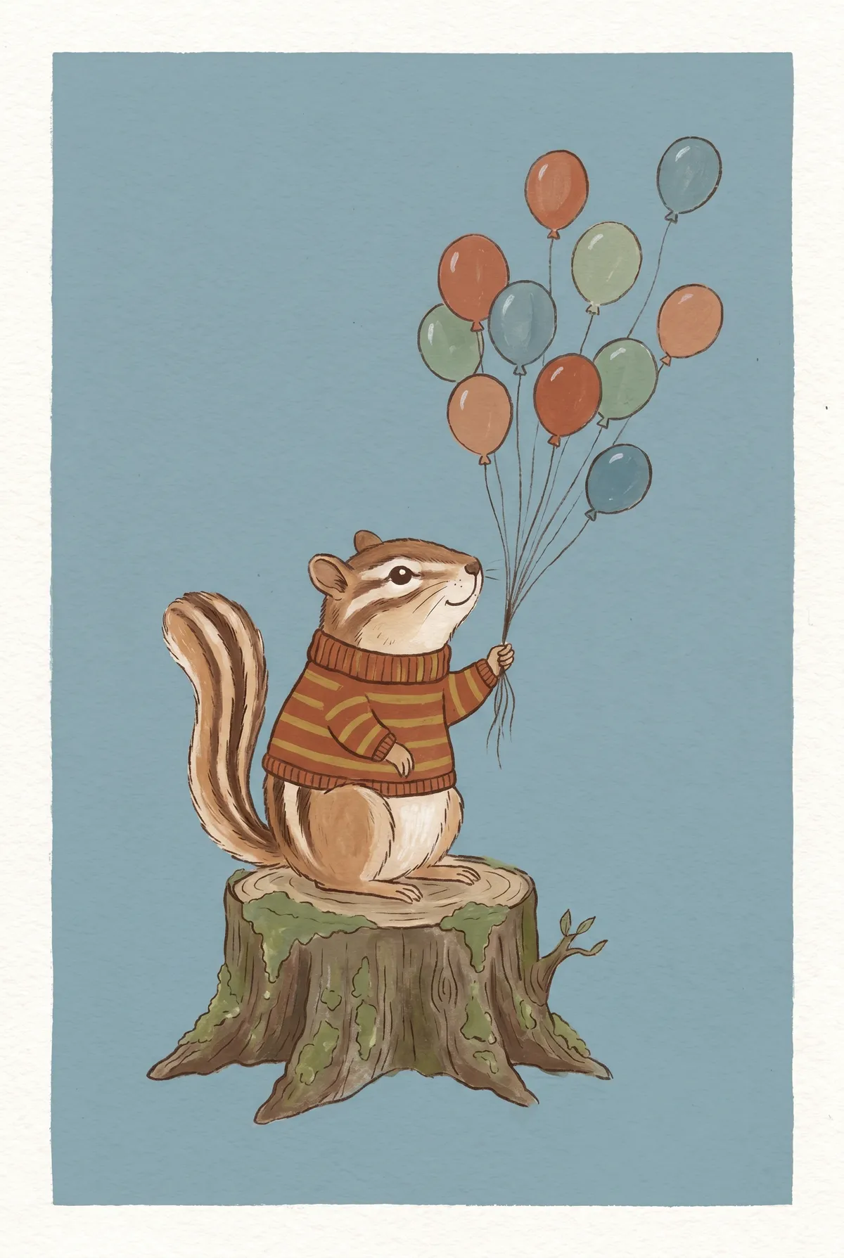 Chipmunk with Balloons Print