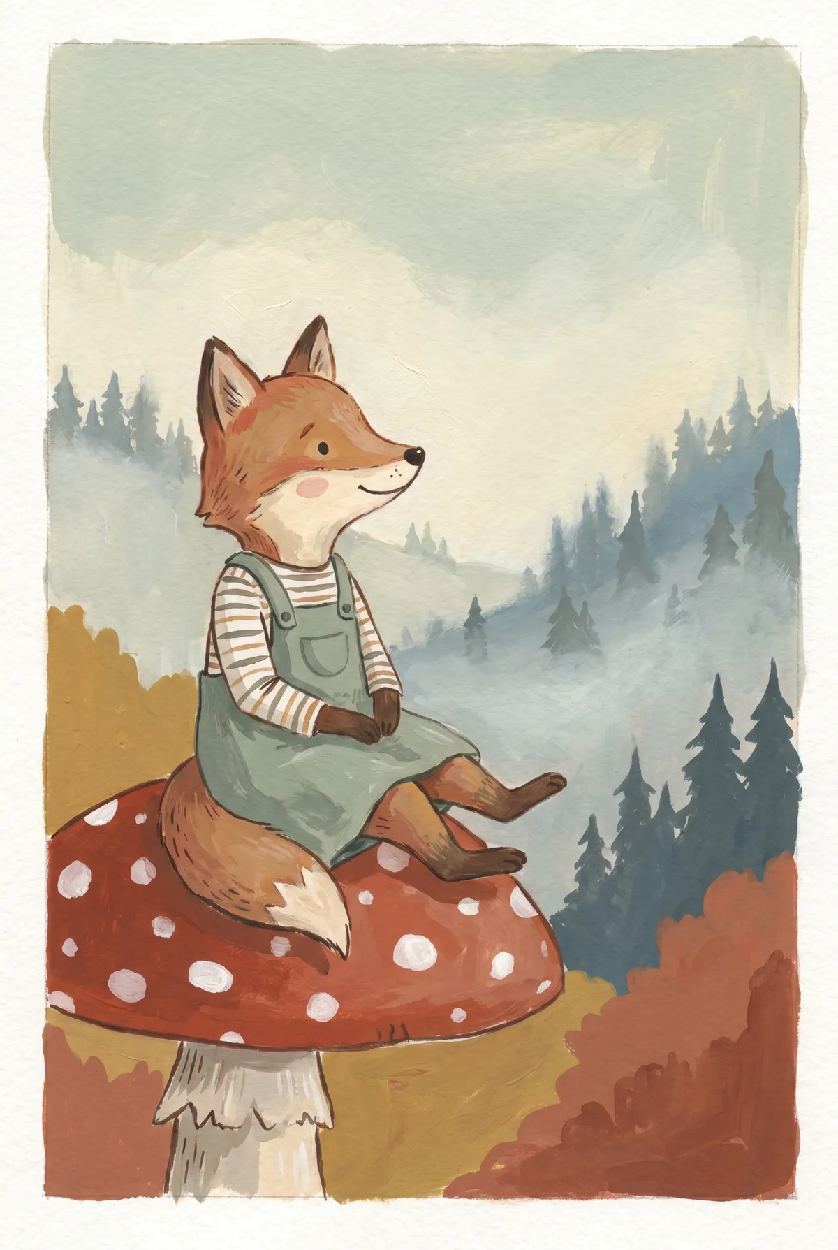 Fox on Toadstool Print