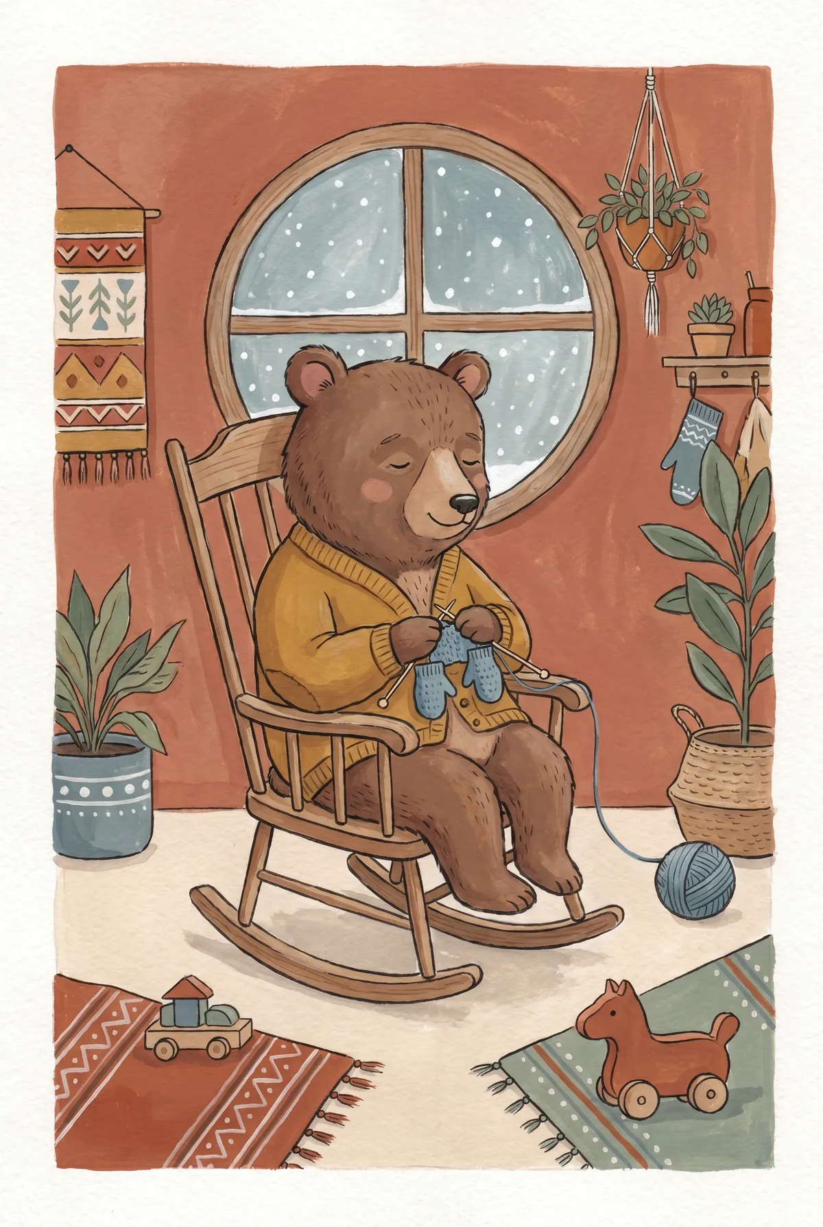 Knitting Bear Print