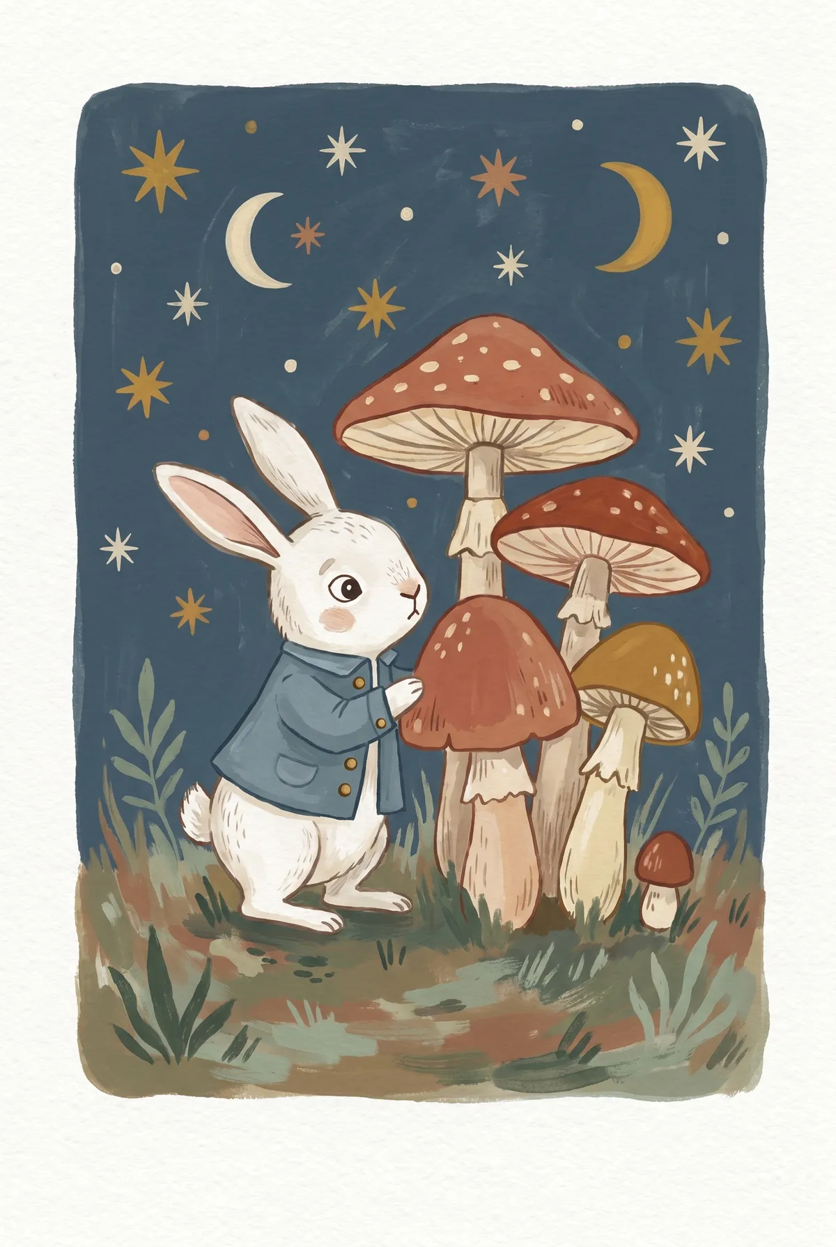 Rabbit and Toadstools Print