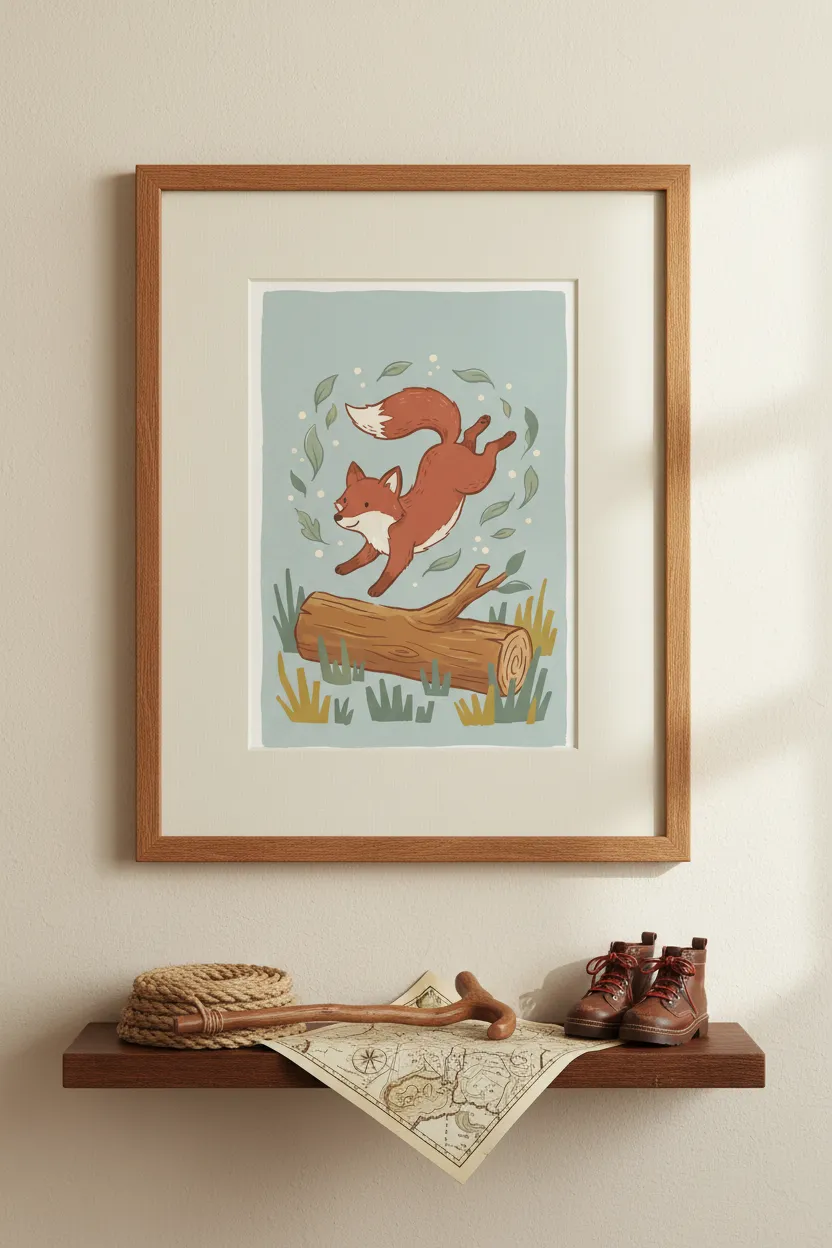 Leaping Fox Print