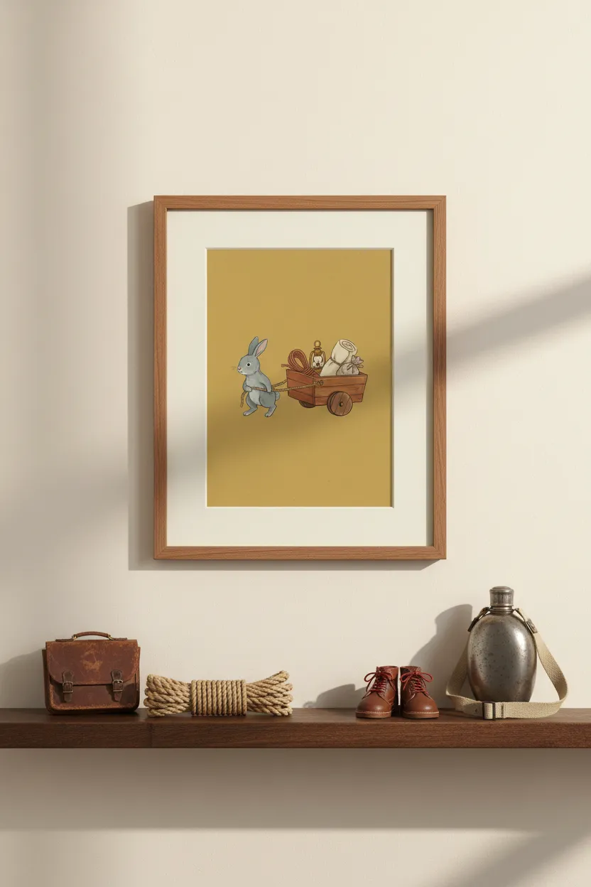 Rabbit with Wagon Print
