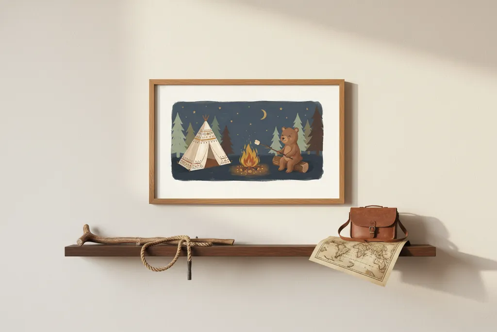 Bear Roasting Marshmallow Print