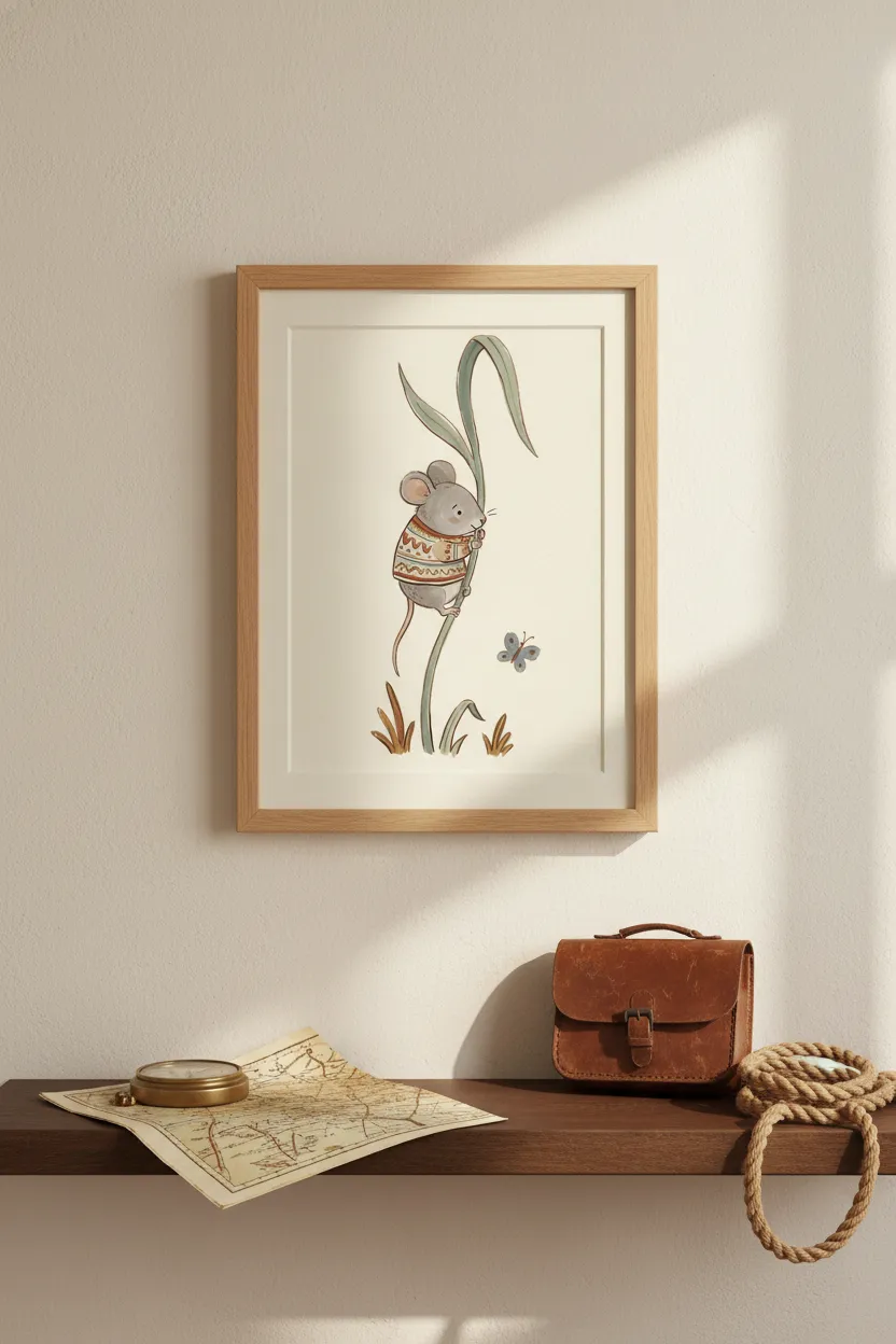 Mouse Climbing Grass Print