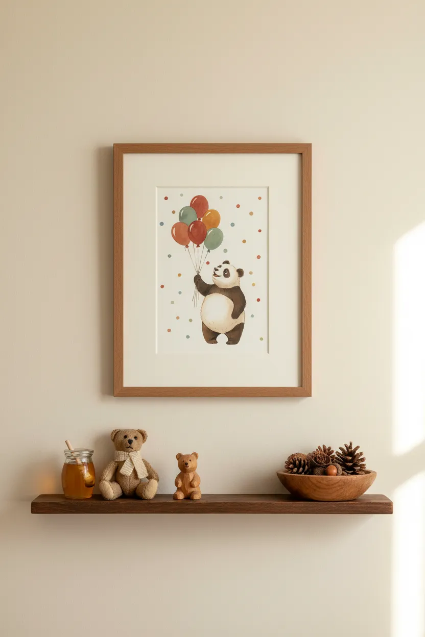 Panda with Balloons Print