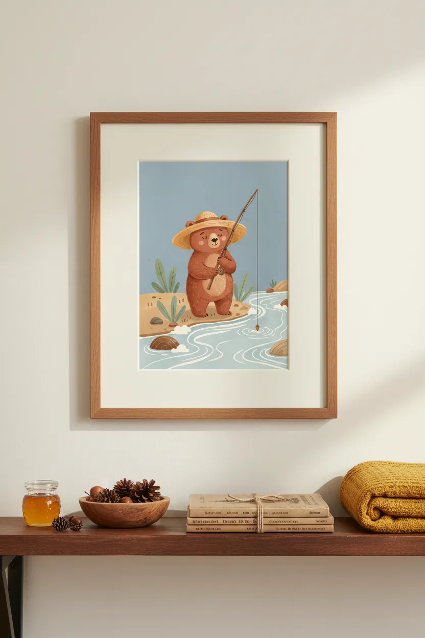 Fishing Bear Print